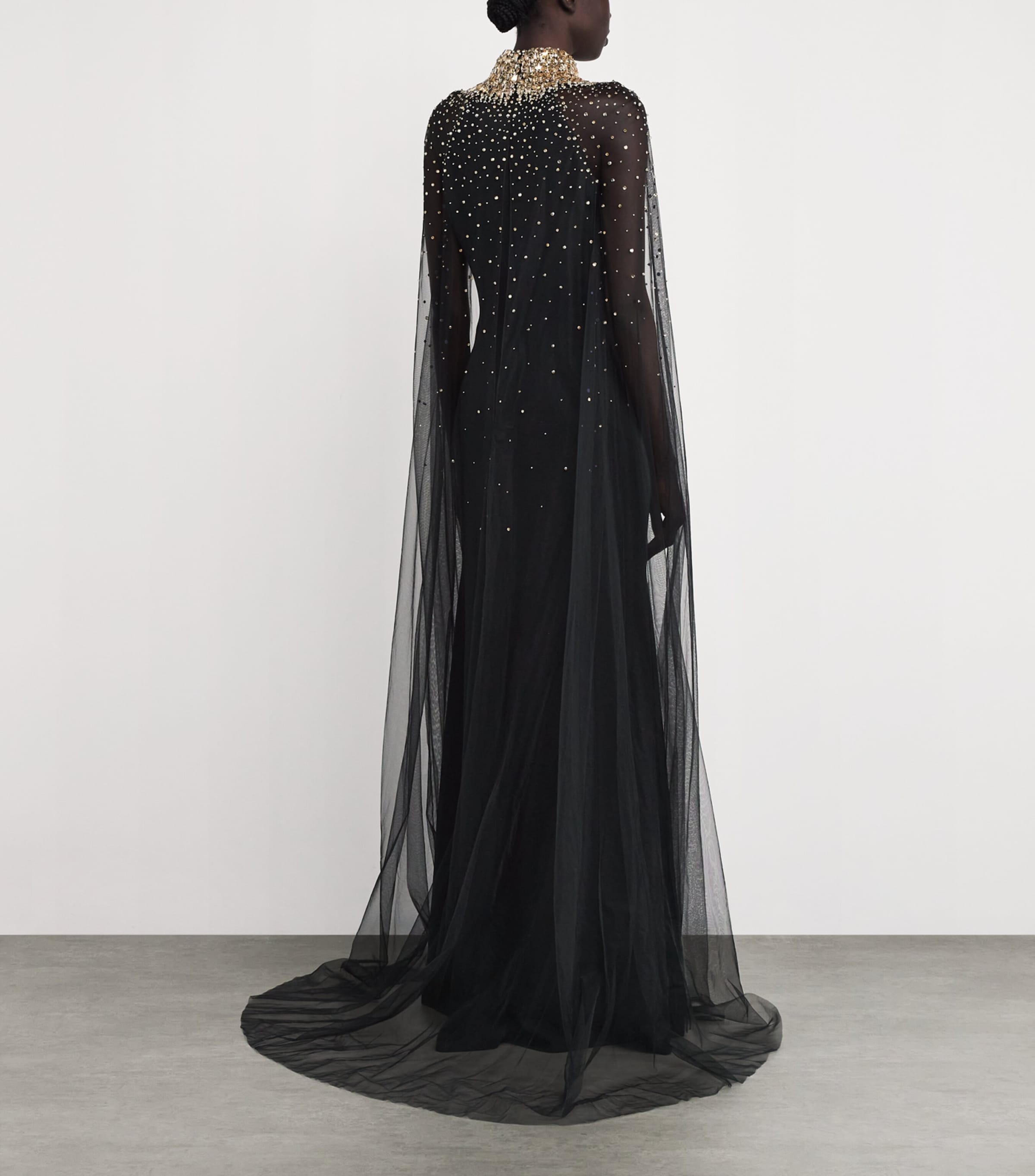 Embellished Cape Zadie Gown LIQUORICE Image 3