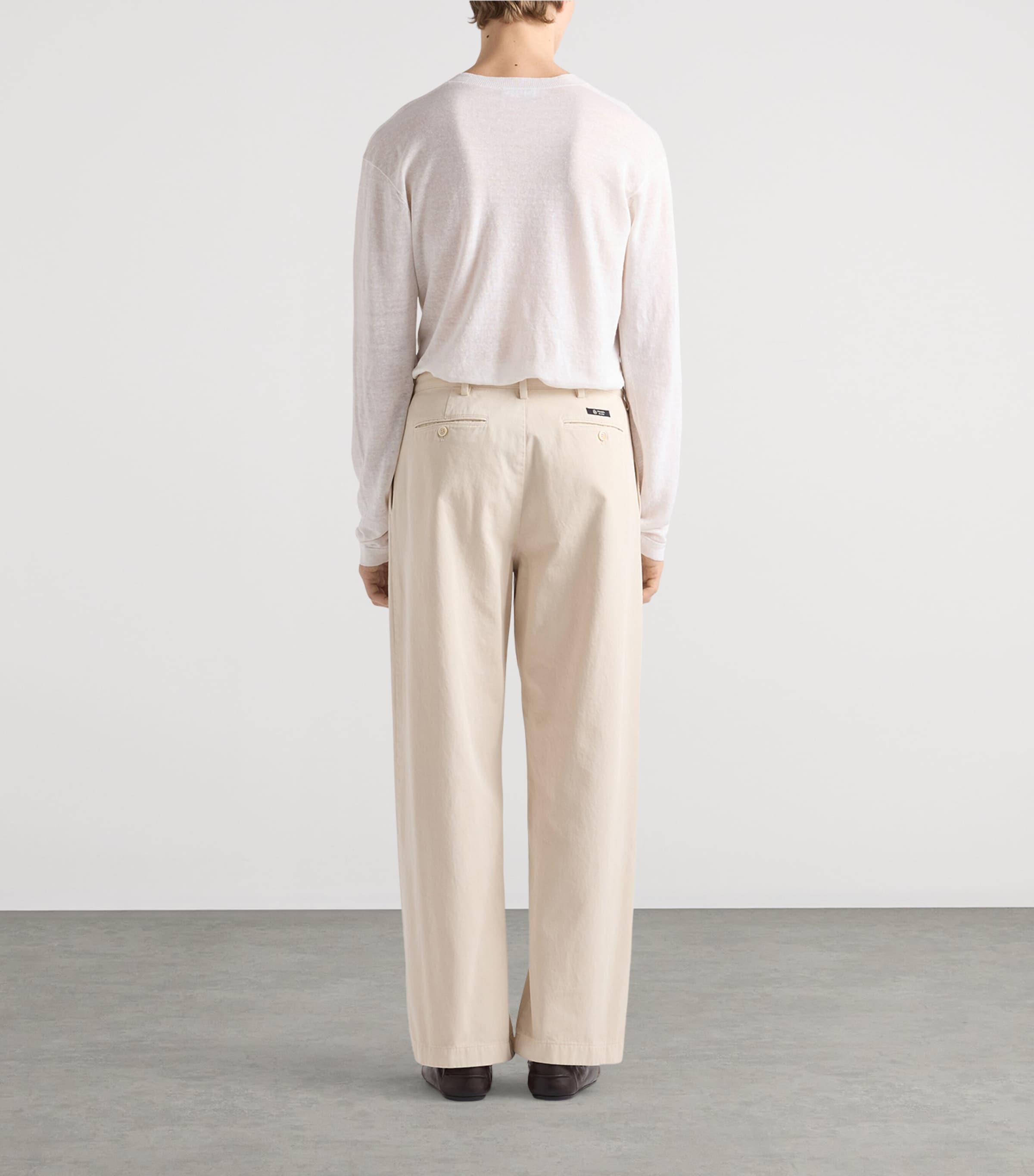 Prada Mens Cotton Wide-Leg Trousers Neutral Image 5