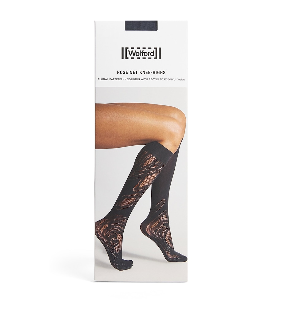 Net Rose Knee-High Socks 7005 BLACK Image 1