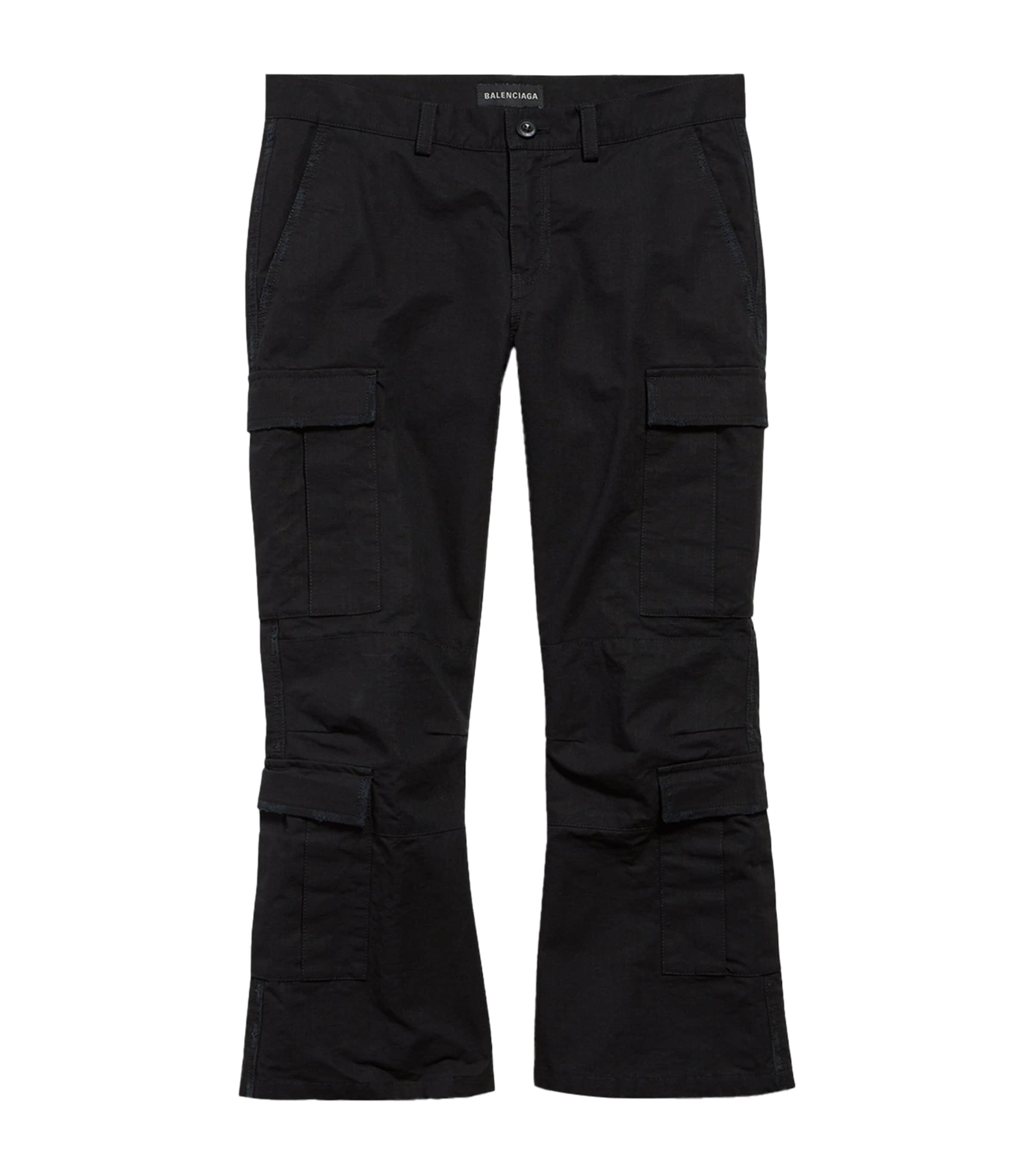 Balenciaga Cotton Capri Cargo Trousers In Black