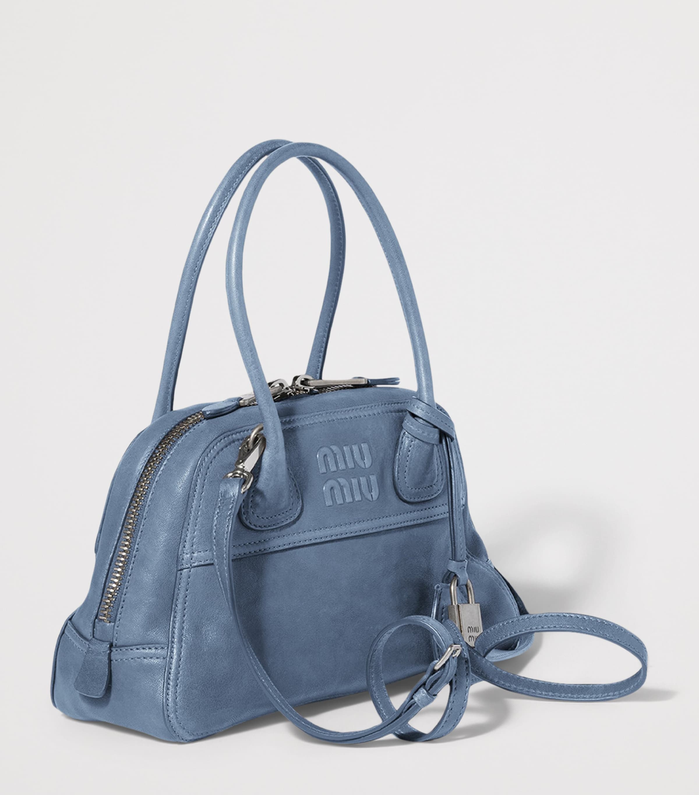 Miu Miu Nappa Leather Vivant Top-Handle Bag Blue Image 2
