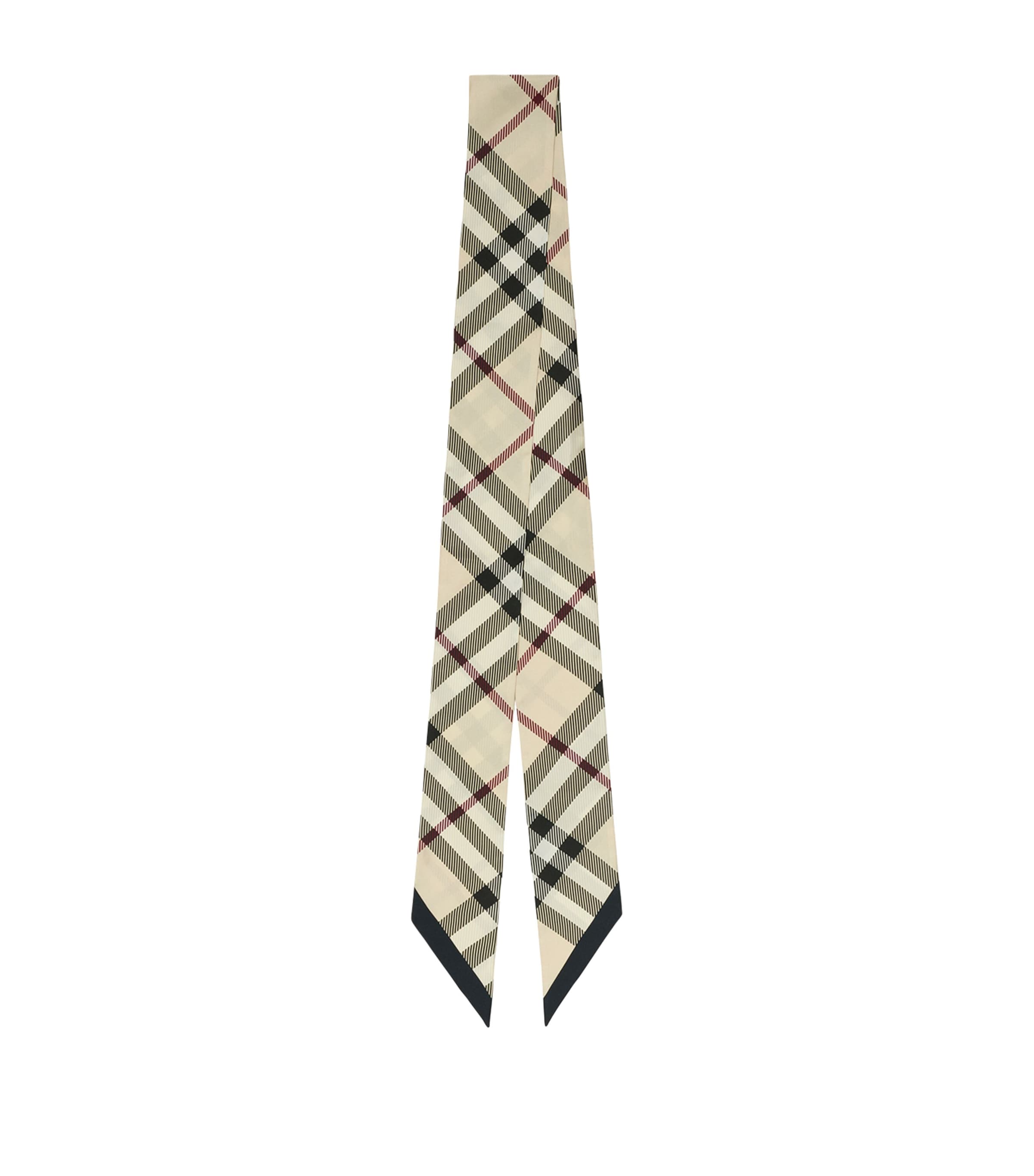 Burberry Skinny Silk Check Scarf In Sand