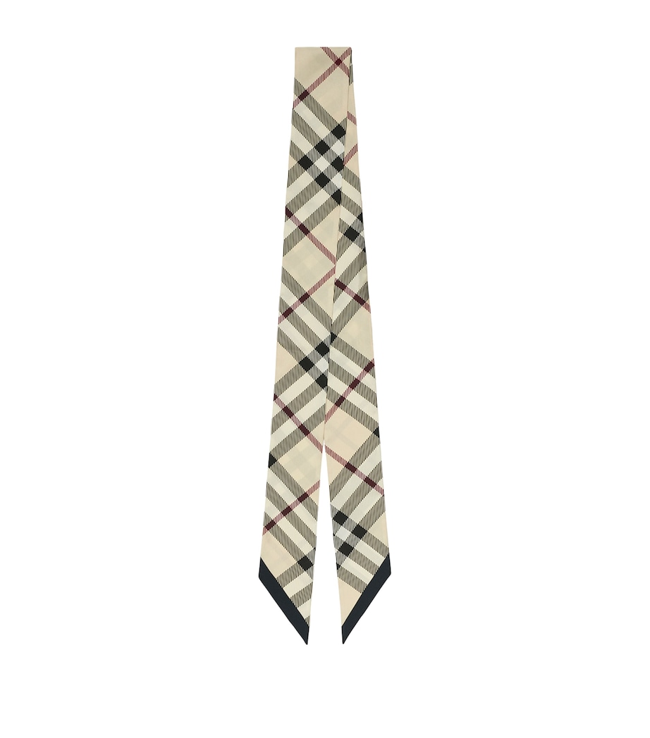 Silk Skinny Check Scarf STONE Image 1