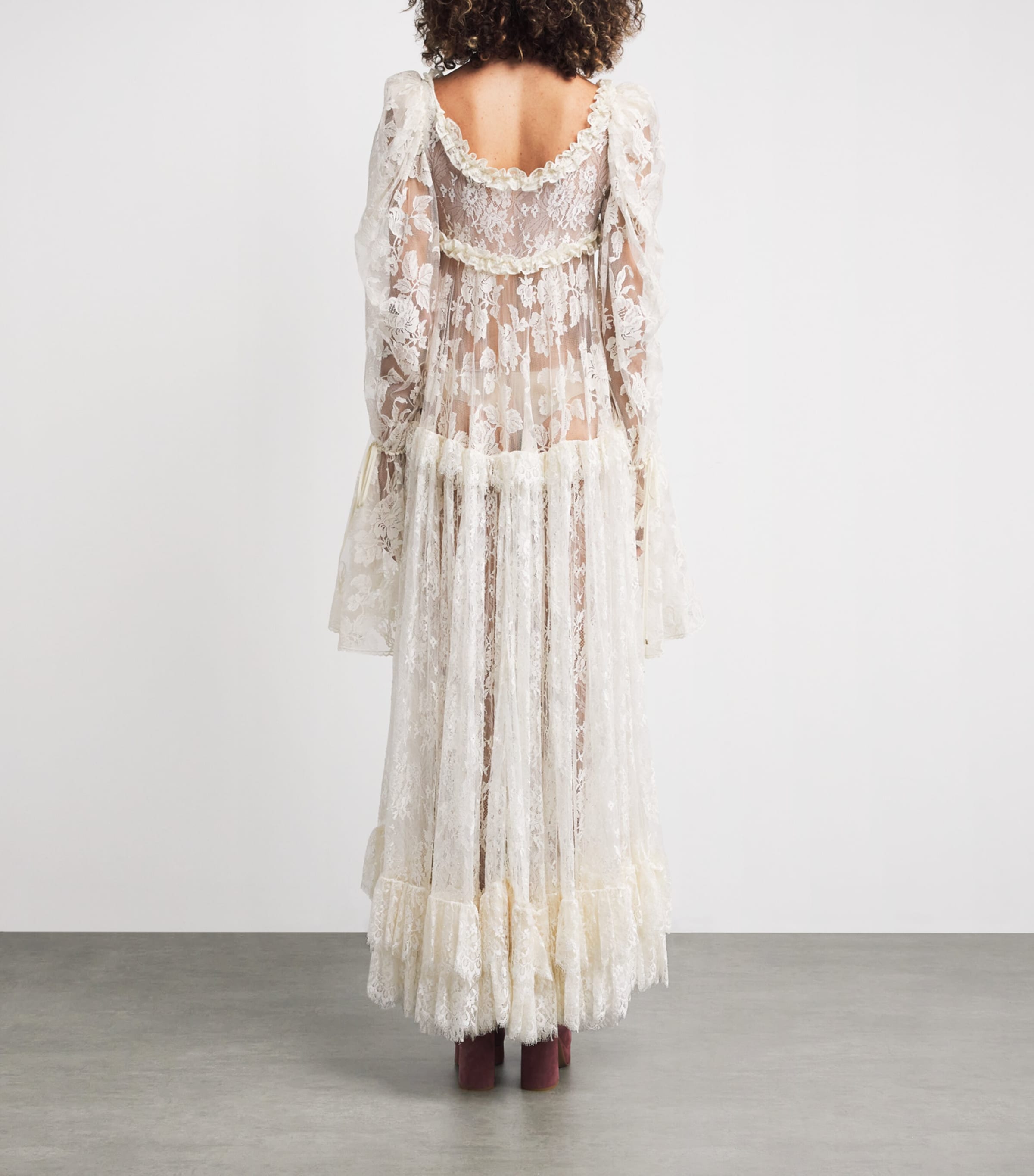 Lace Long-Sleeve Maxi Dress PRISTINE WHITE Image 3