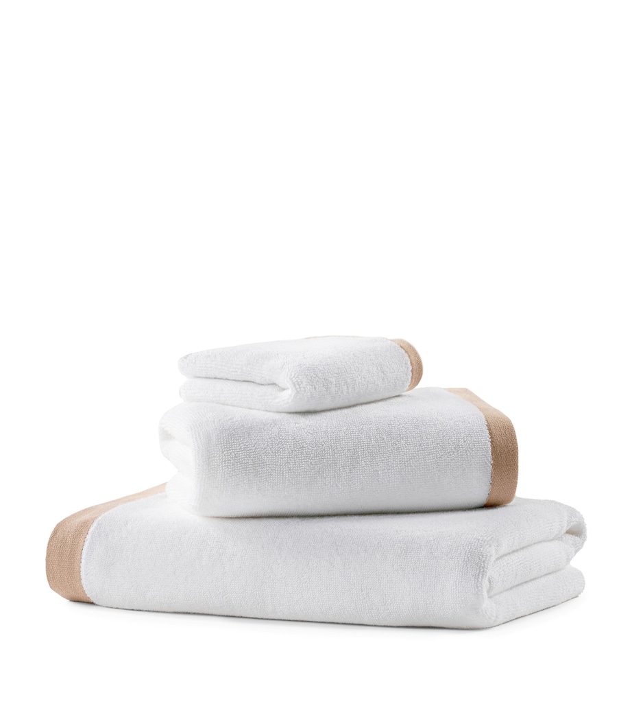 Hamam Organic Cotton Vesta Bath Sheet (100cm x 180cm) White/roasted Almond Image 1