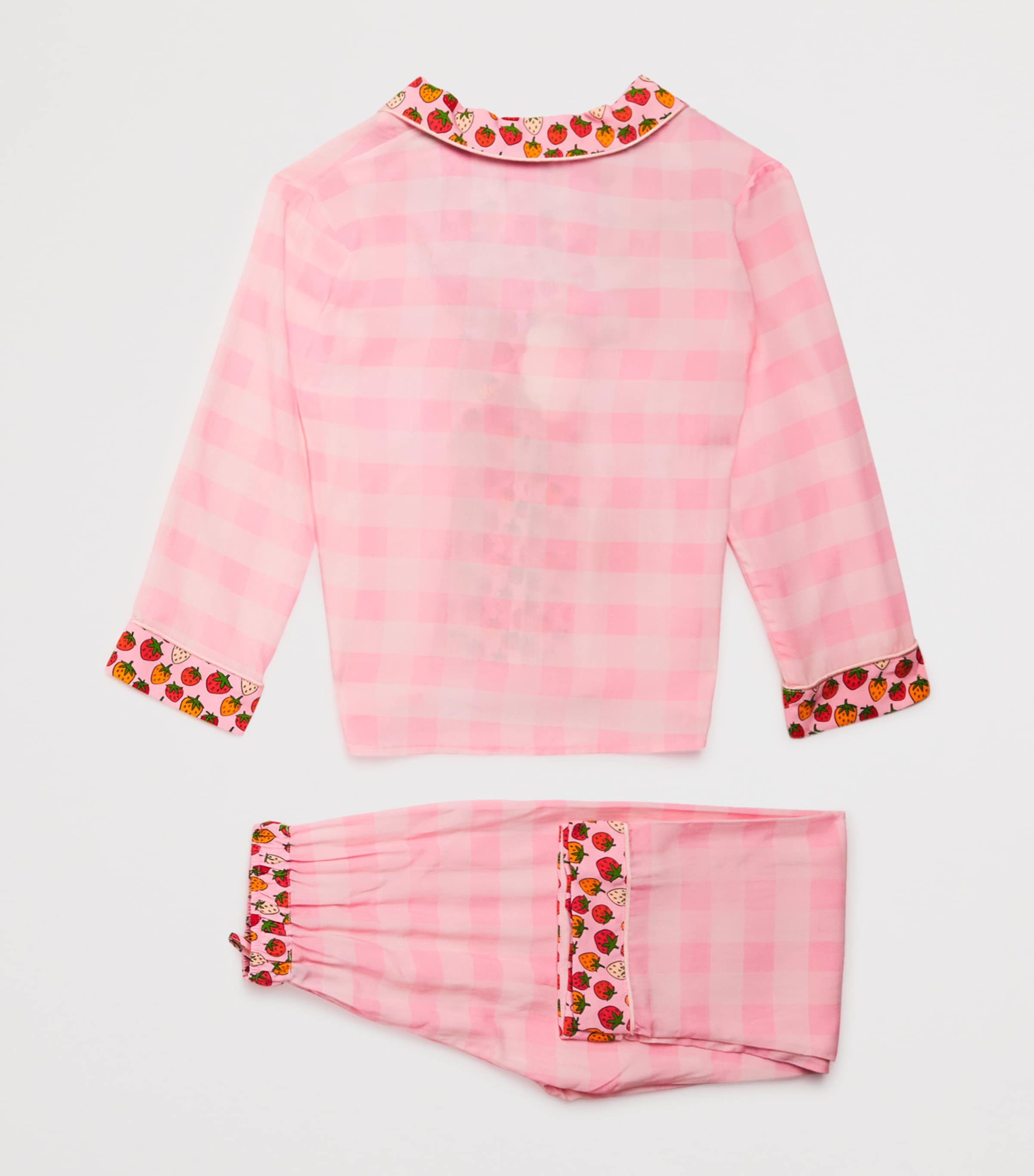 Fruit Check Print Pyjama Set (2-13 Years) PINK CHECK Image 2