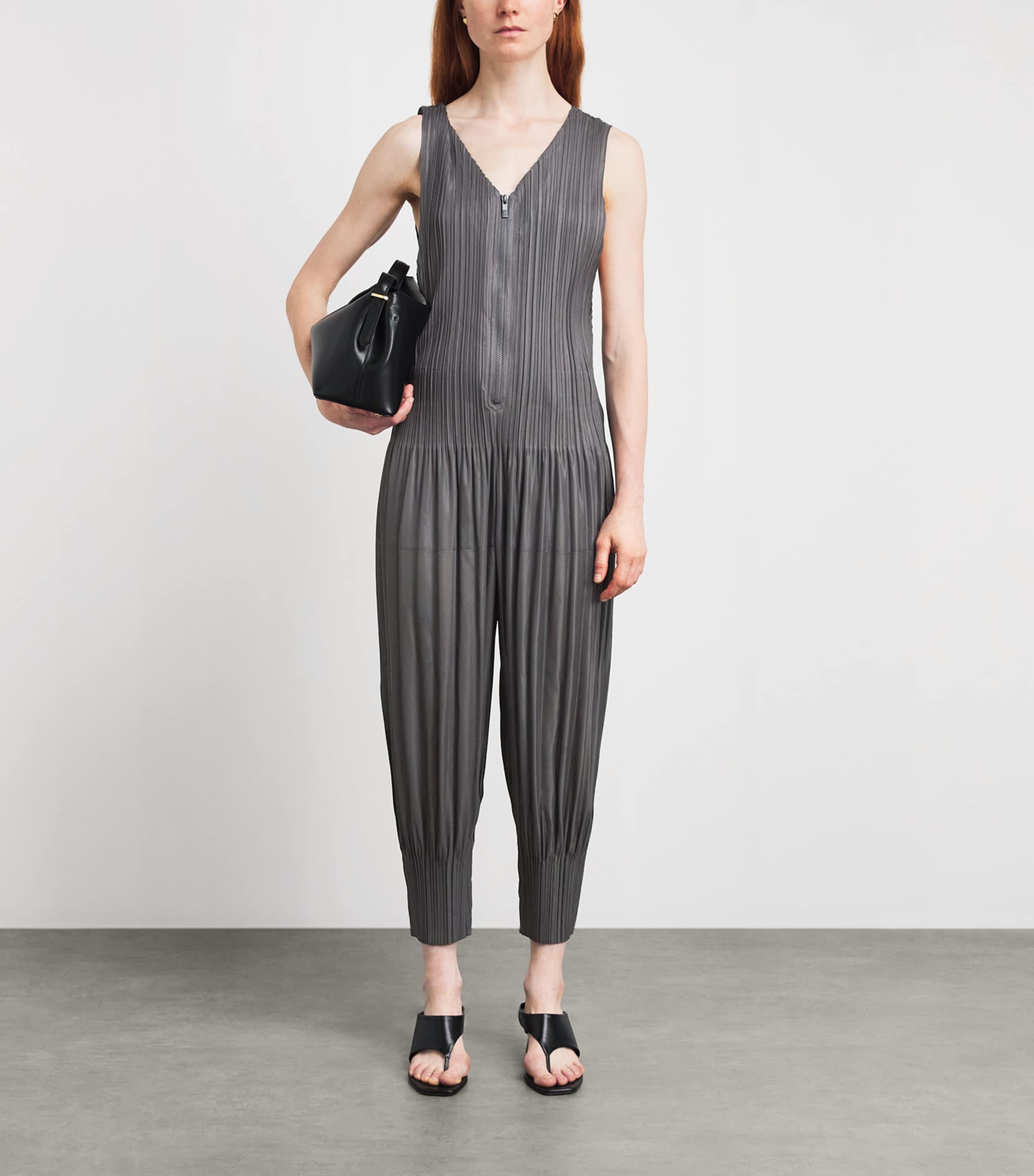 Pleats Please Issey Miyake Womens Fluffy Basics Jumpsuit Grey Image 2