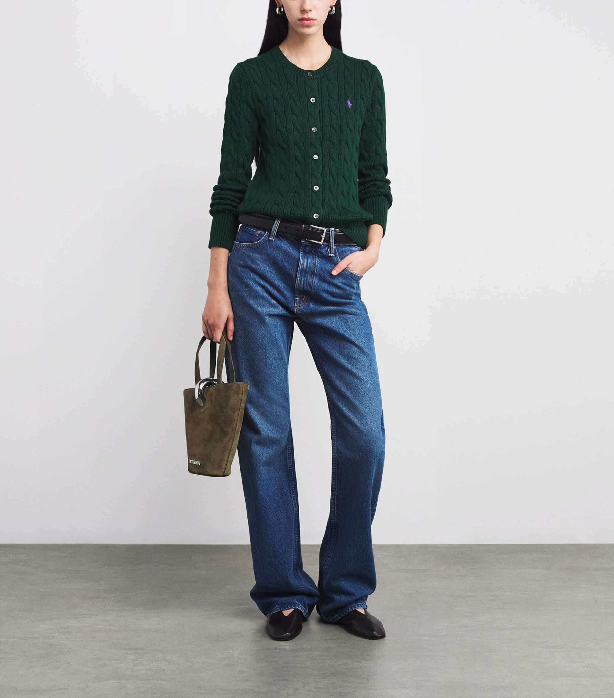 Cotton Cable-Knit Cardigan MOSS AGATE Image 2