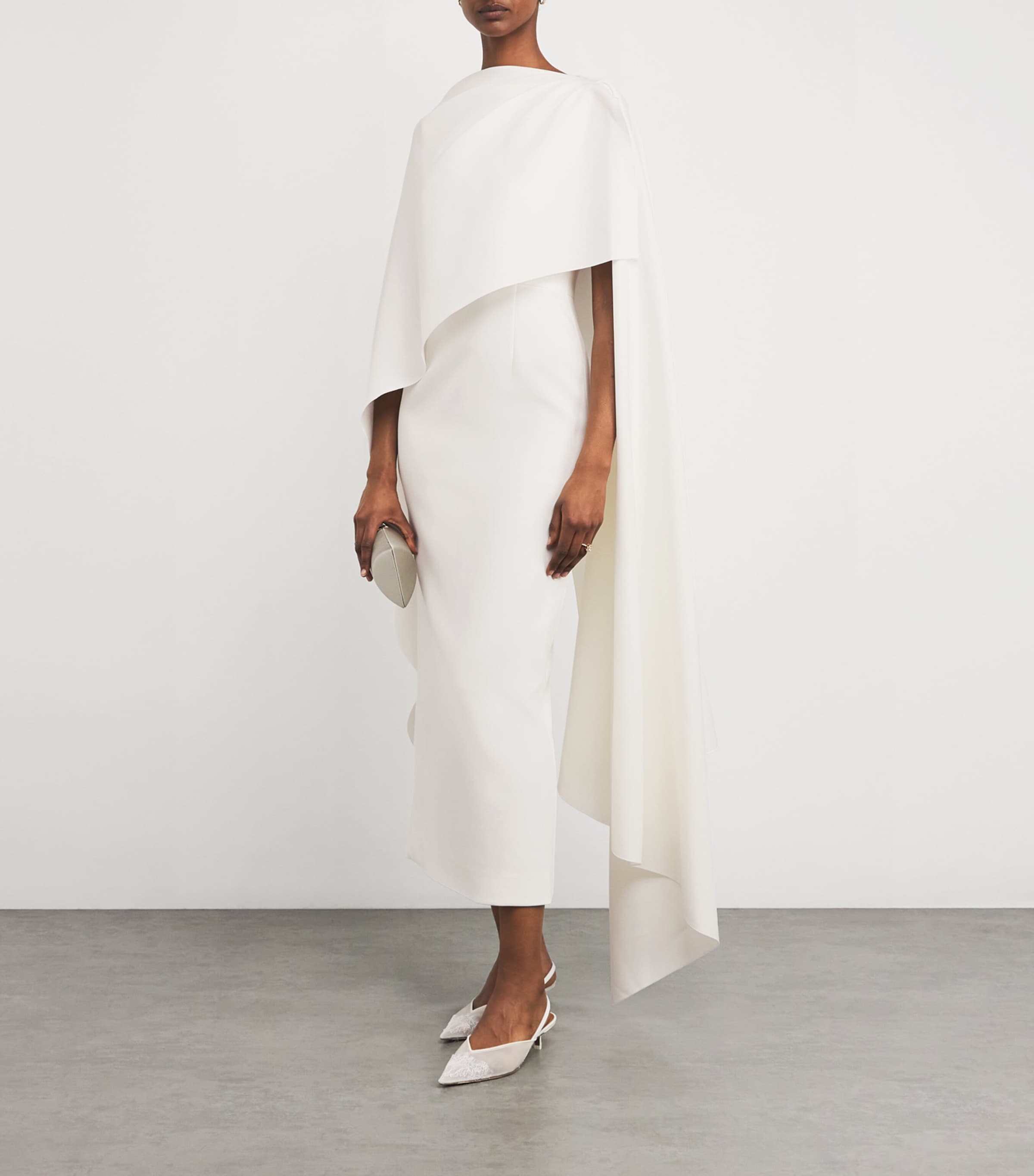 Cape-Overlay Demetria Maxi Dress IVORY Image 2