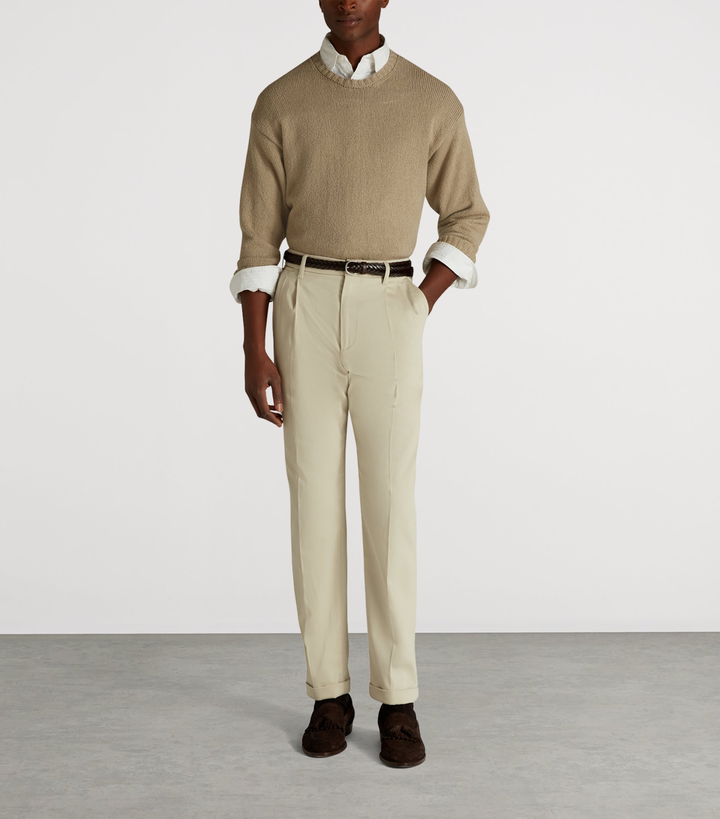 Cotton Crew-Neck Sweater 280BEIGE Image 2