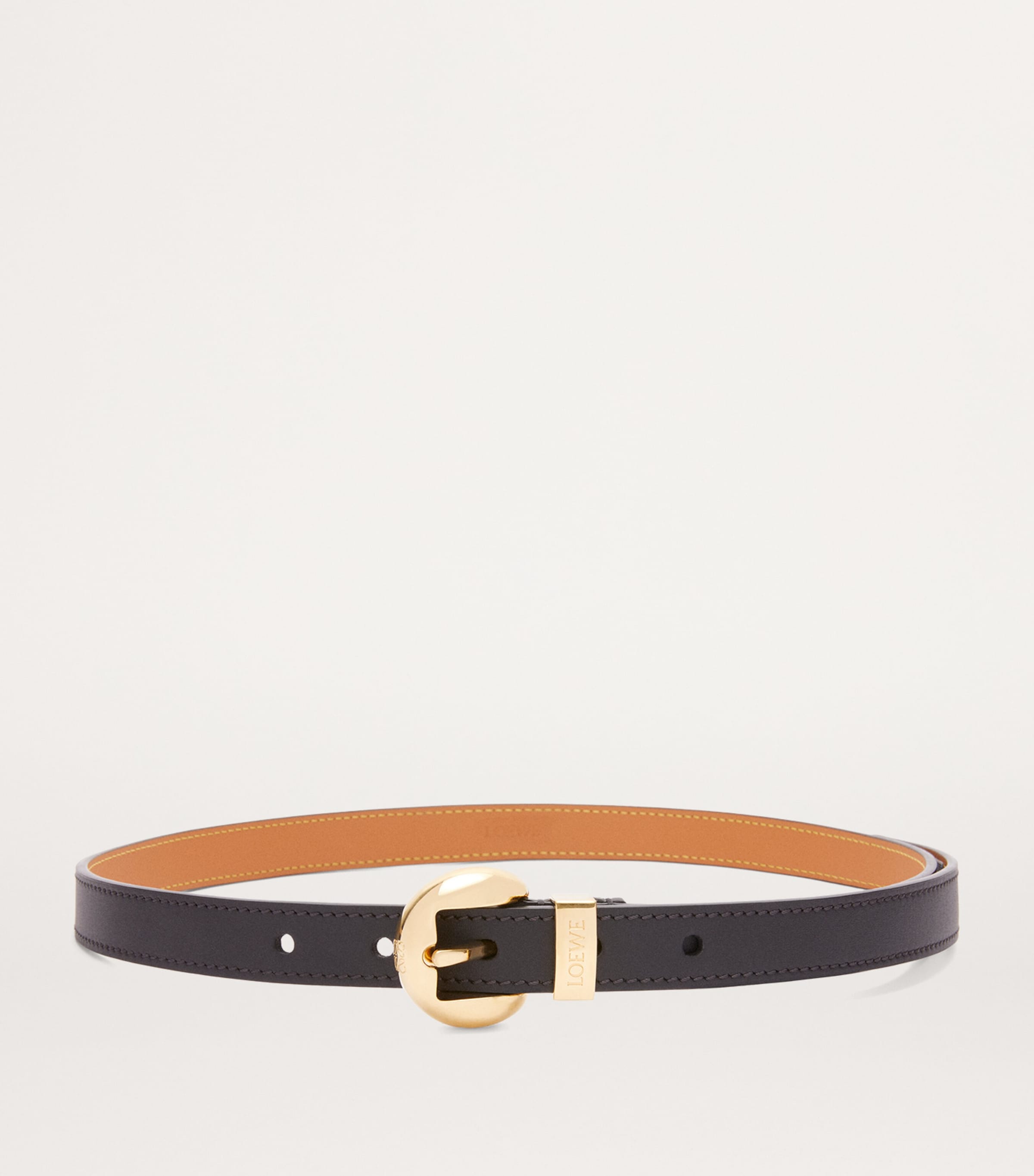 Leather Pebble Belt BLACK/GOLD Image 2