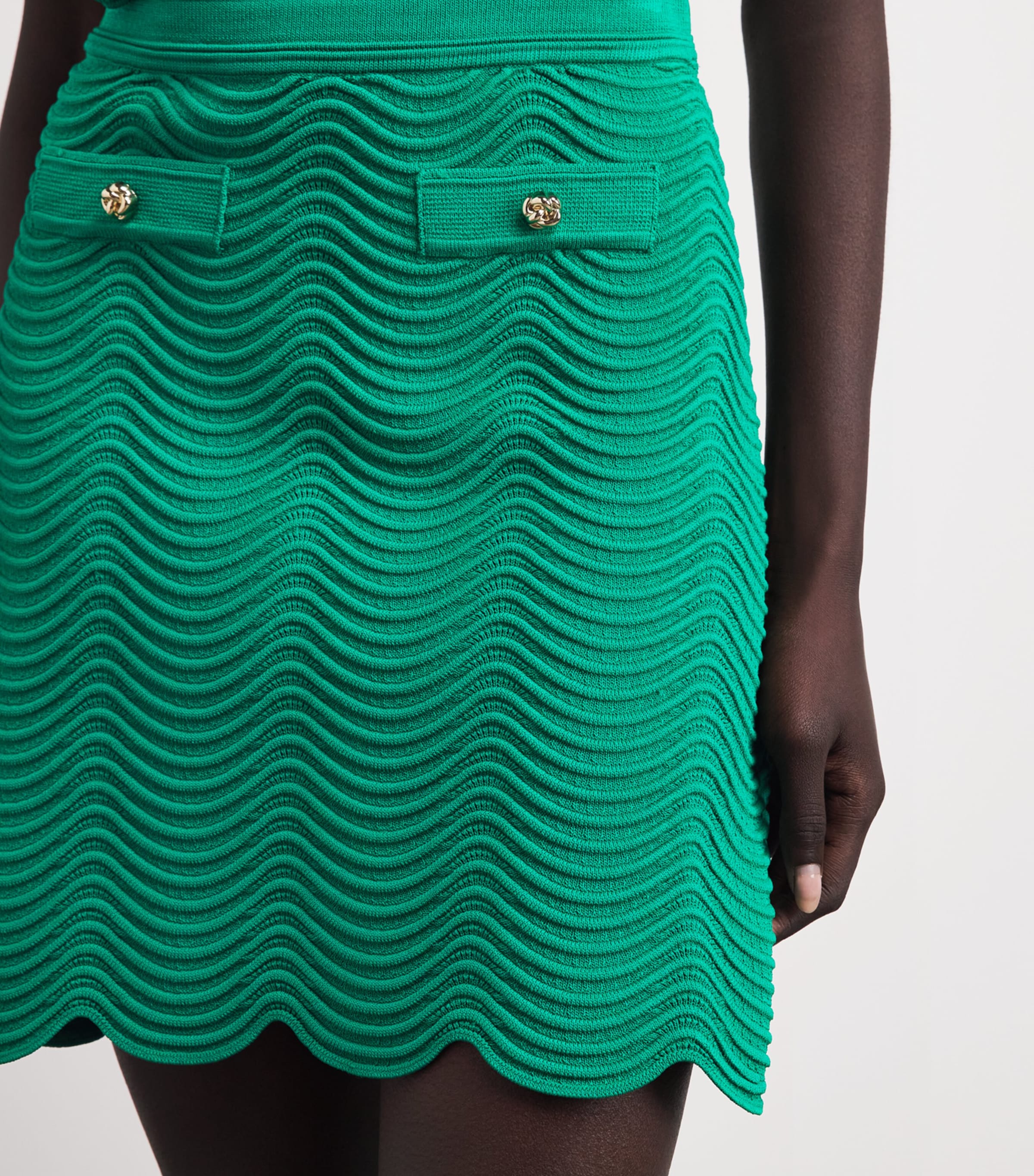 Sandro Paris Womens Knitted Mini Skirt Emeuraude Green Image 3
