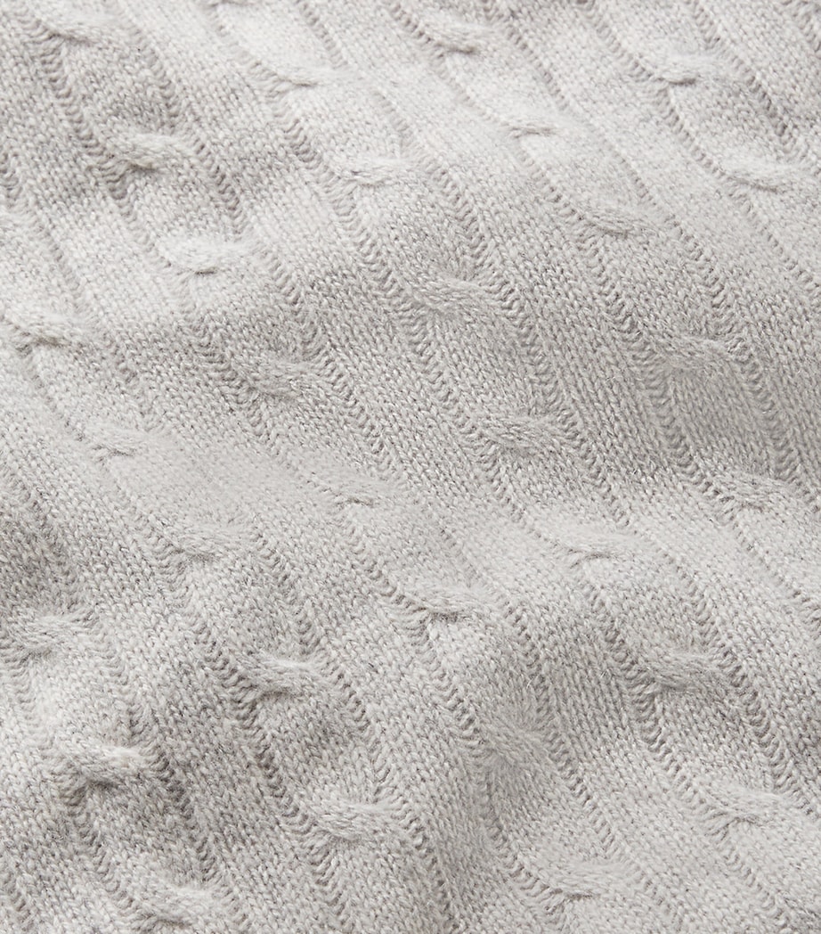 Cashmere Cable-Knit Throw (60cm x 60cm) HEATHER GREY Image 2