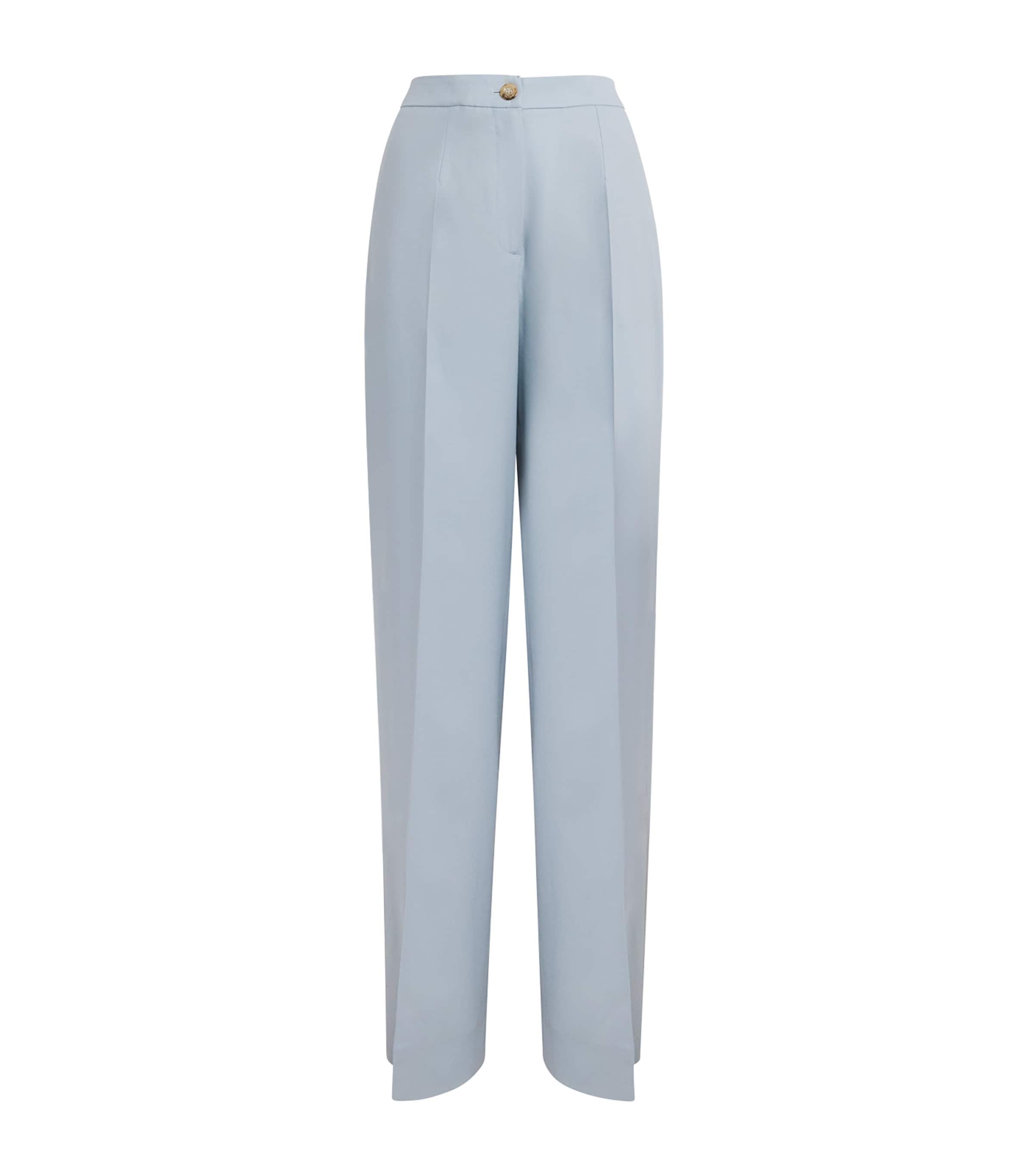 Colombo Womens Cashmere Wide-Leg Trousers Light Blue Image 1