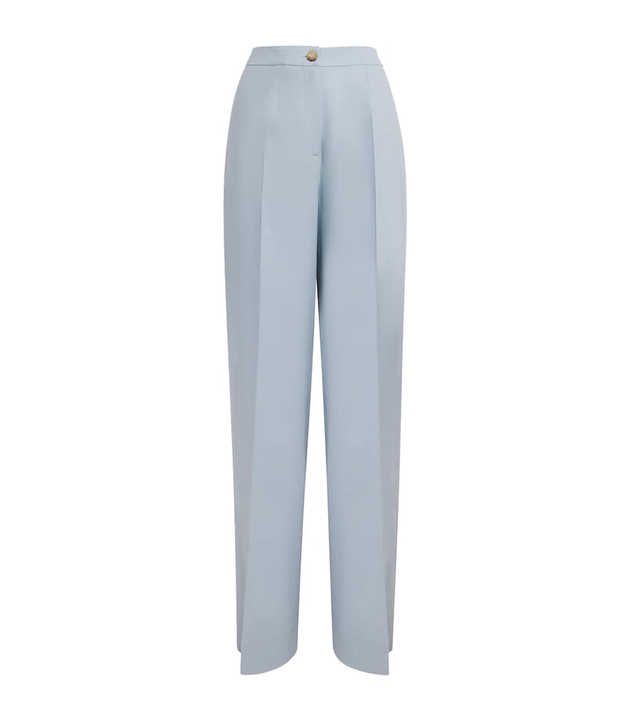 Colombo Womens Cashmere Wide-Leg Trousers Light Blue Image 1