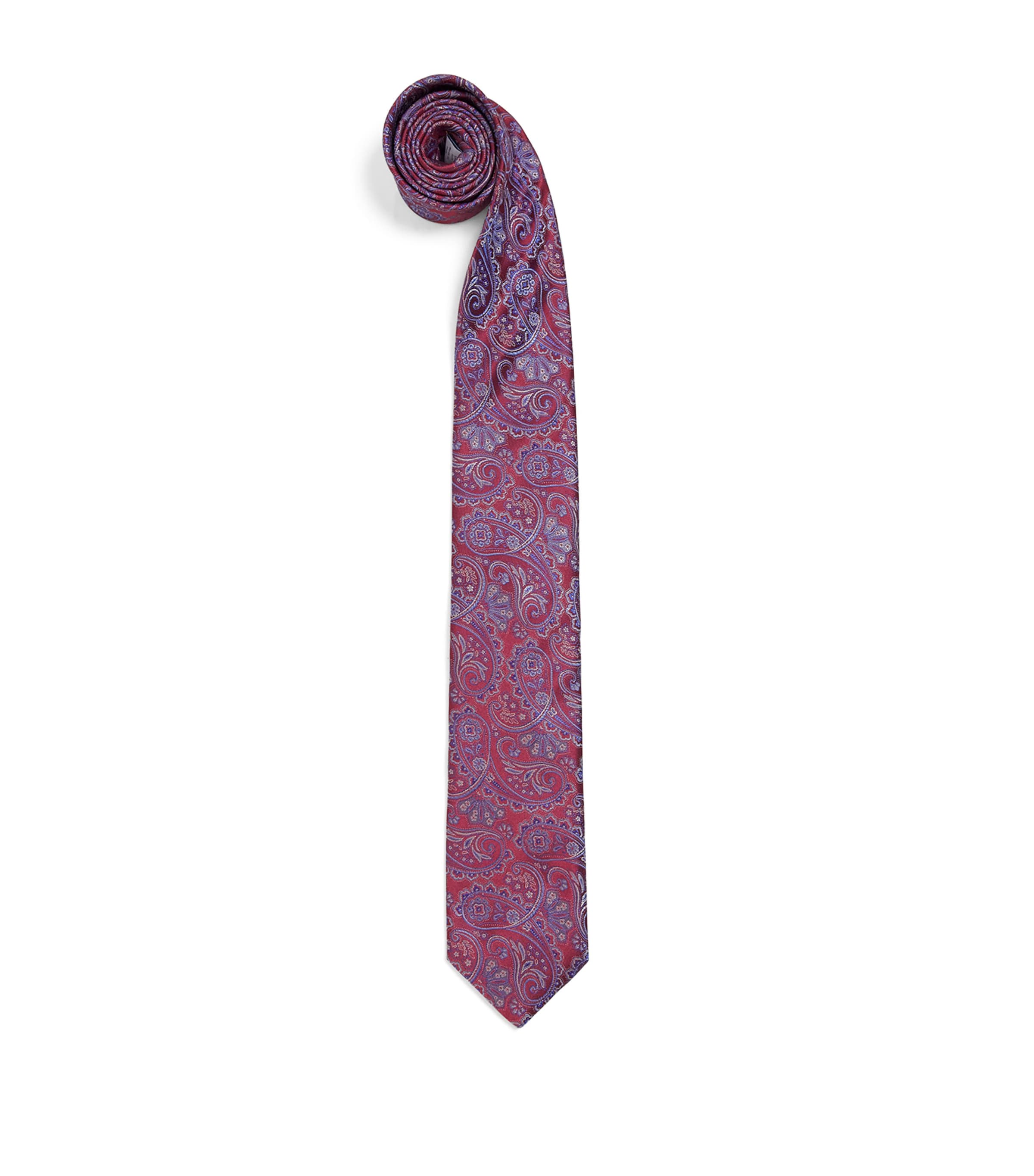 Eton Silk Paisley Tie Dark Red Image 1