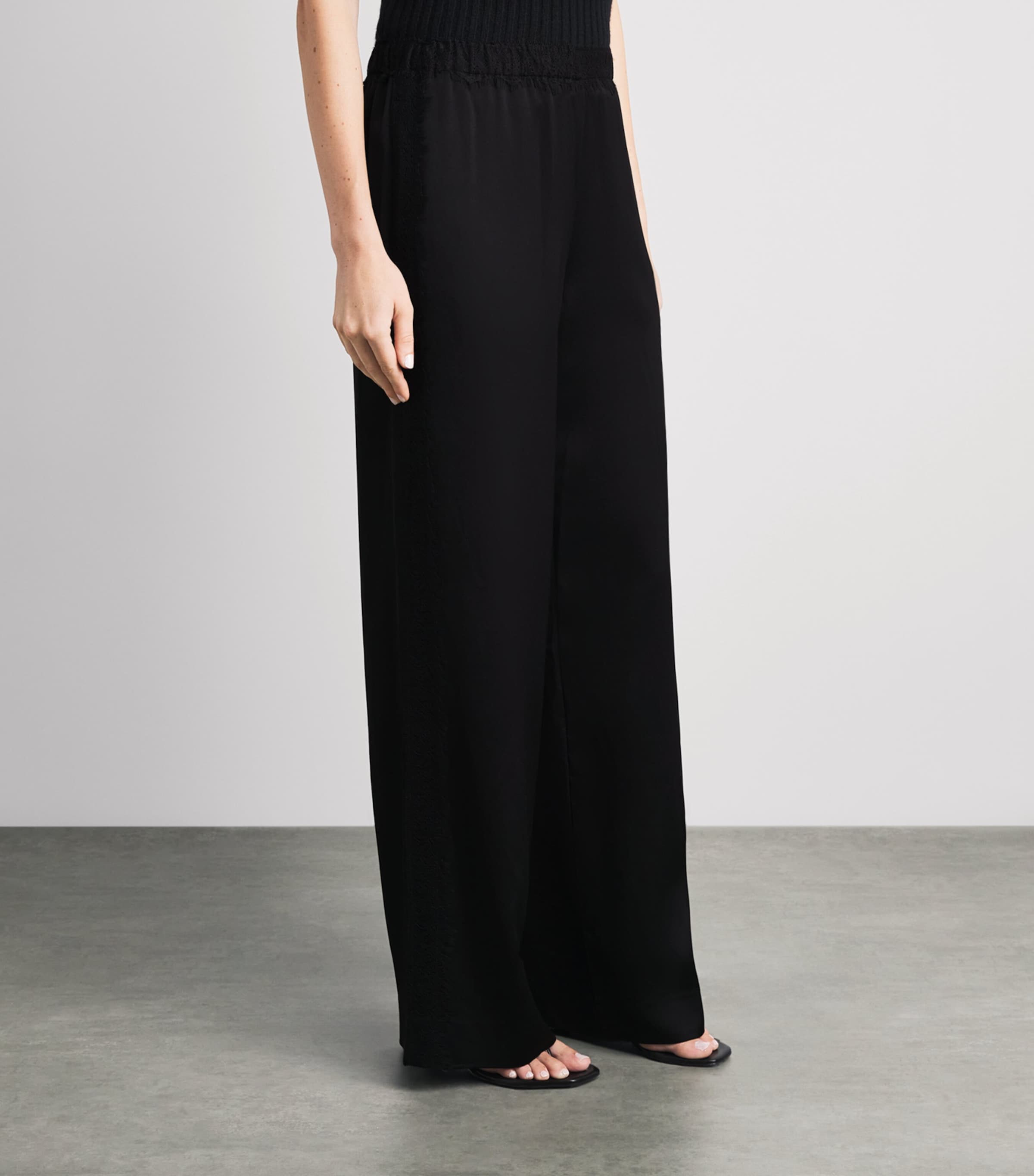 Vince Womens Lace-Trim Trousers Black Image 4