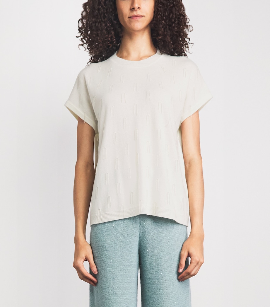 Fabiana Filippi Womens Wool-Silk-Cashmere Embellished T-Shirt Rafia Image 4