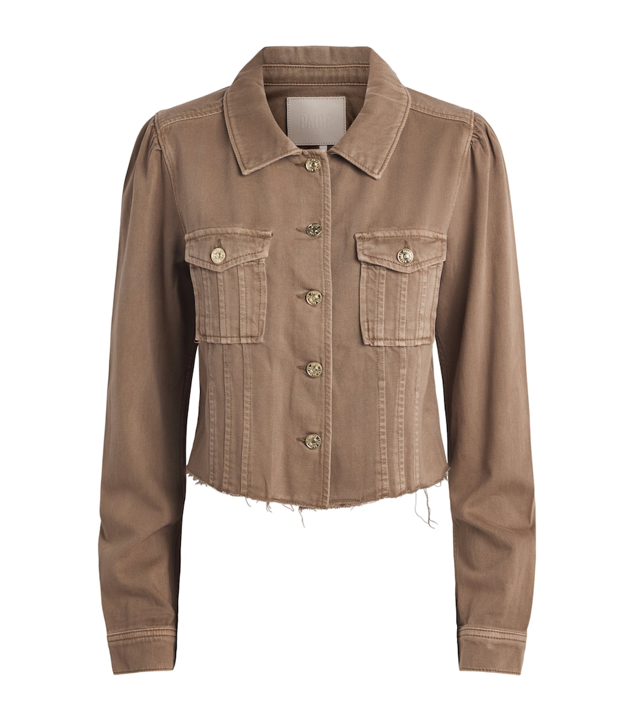 PAIGE Womens Cropped Pacey Denim Jacket Vintage Canewood Image 1