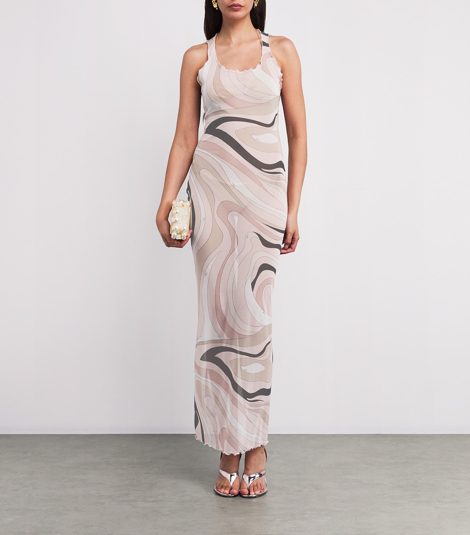 PUCCI Womens Tulle Marmo Maxi Dress Nude Image 2