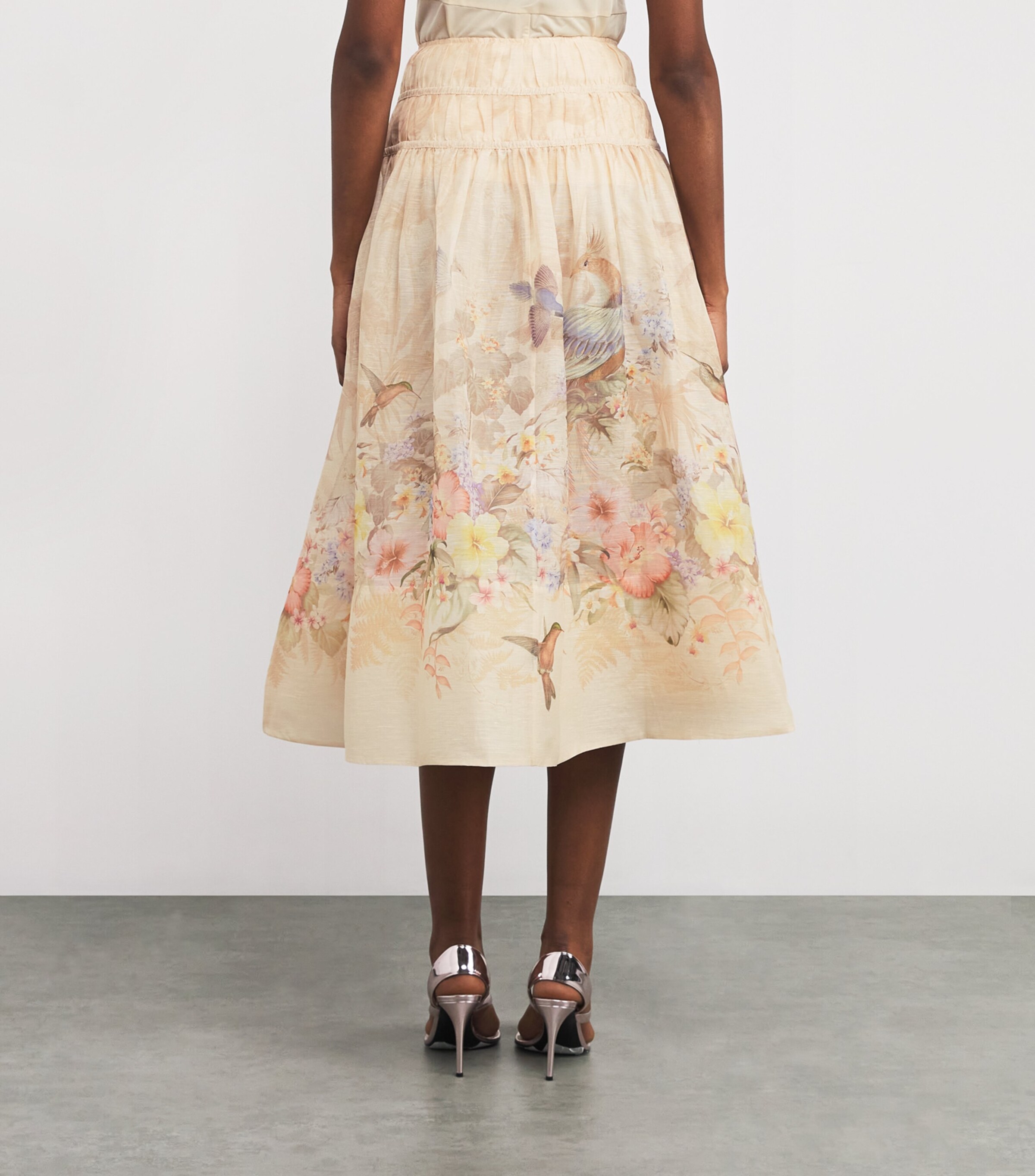 Zimmermann Linen-Silk Midi Skirt | Harrods US