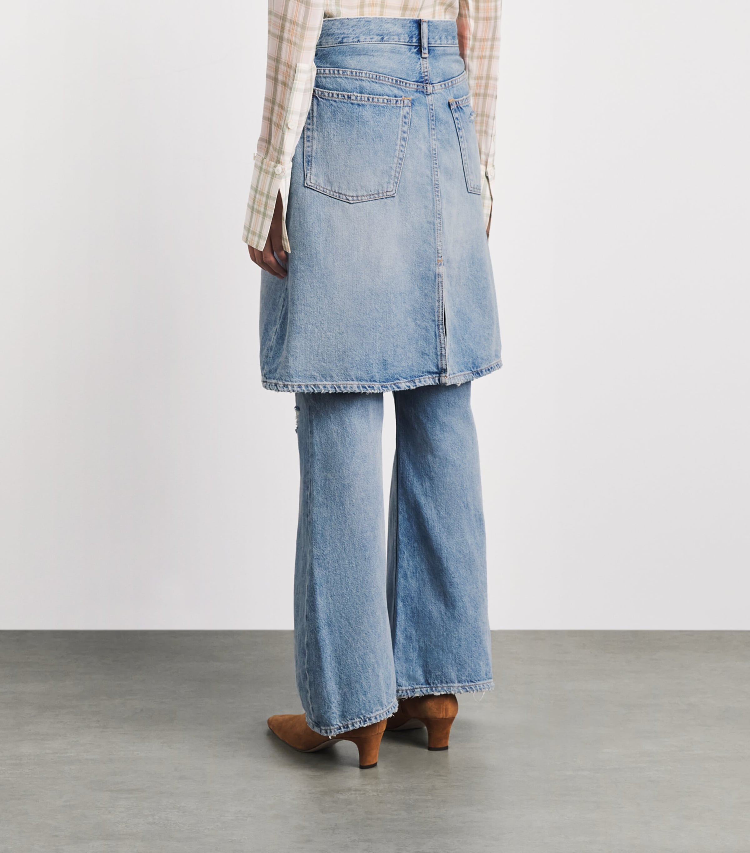 Acne Studios Womens Layered Wide-Leg Mid-Rise Jeans Light Blue Image 5