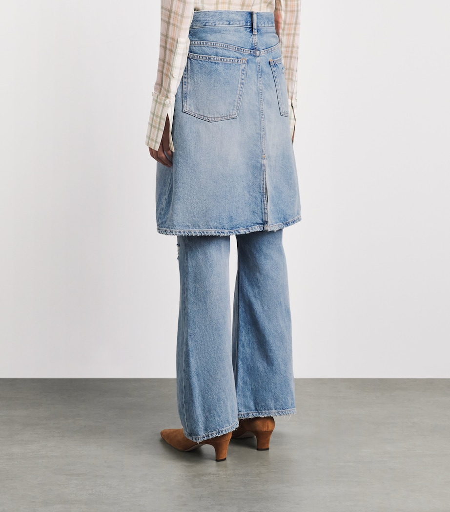 Acne Studios Womens Layered Wide-Leg Mid-Rise Jeans Light Blue Image 5