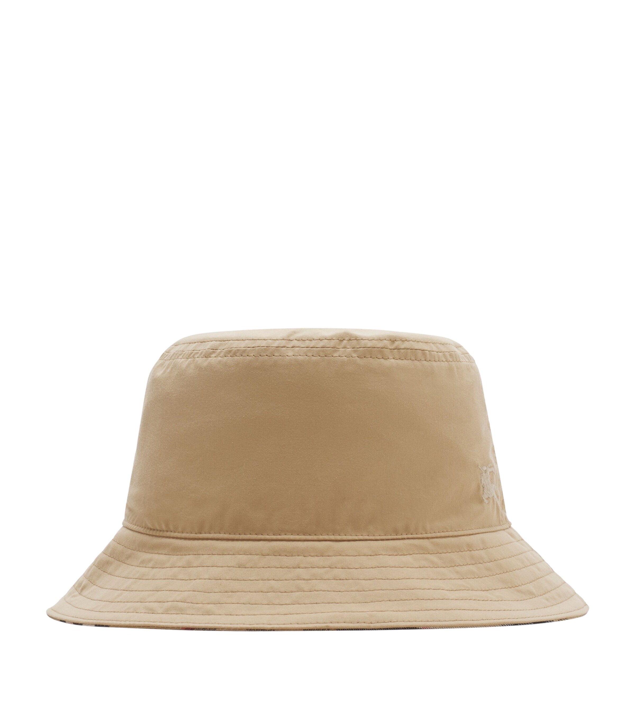 Burberry Cotton Reversible Check Bucket Hat Flax/sand Image 1