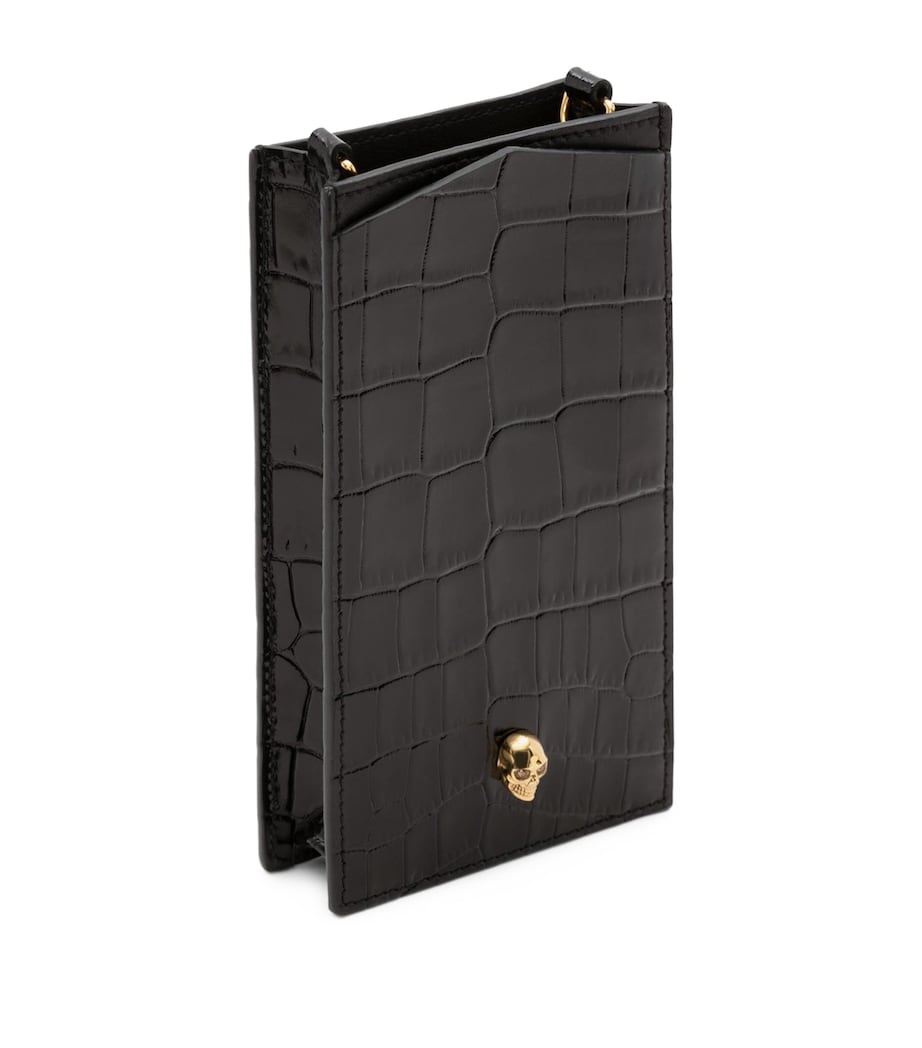 Skull-embellished croc-embossed leather phone case 1050 Image 3