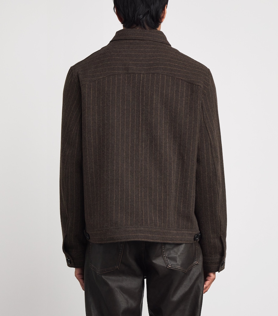 Wool-Blend Stripe Overshirt BROWN Image 4