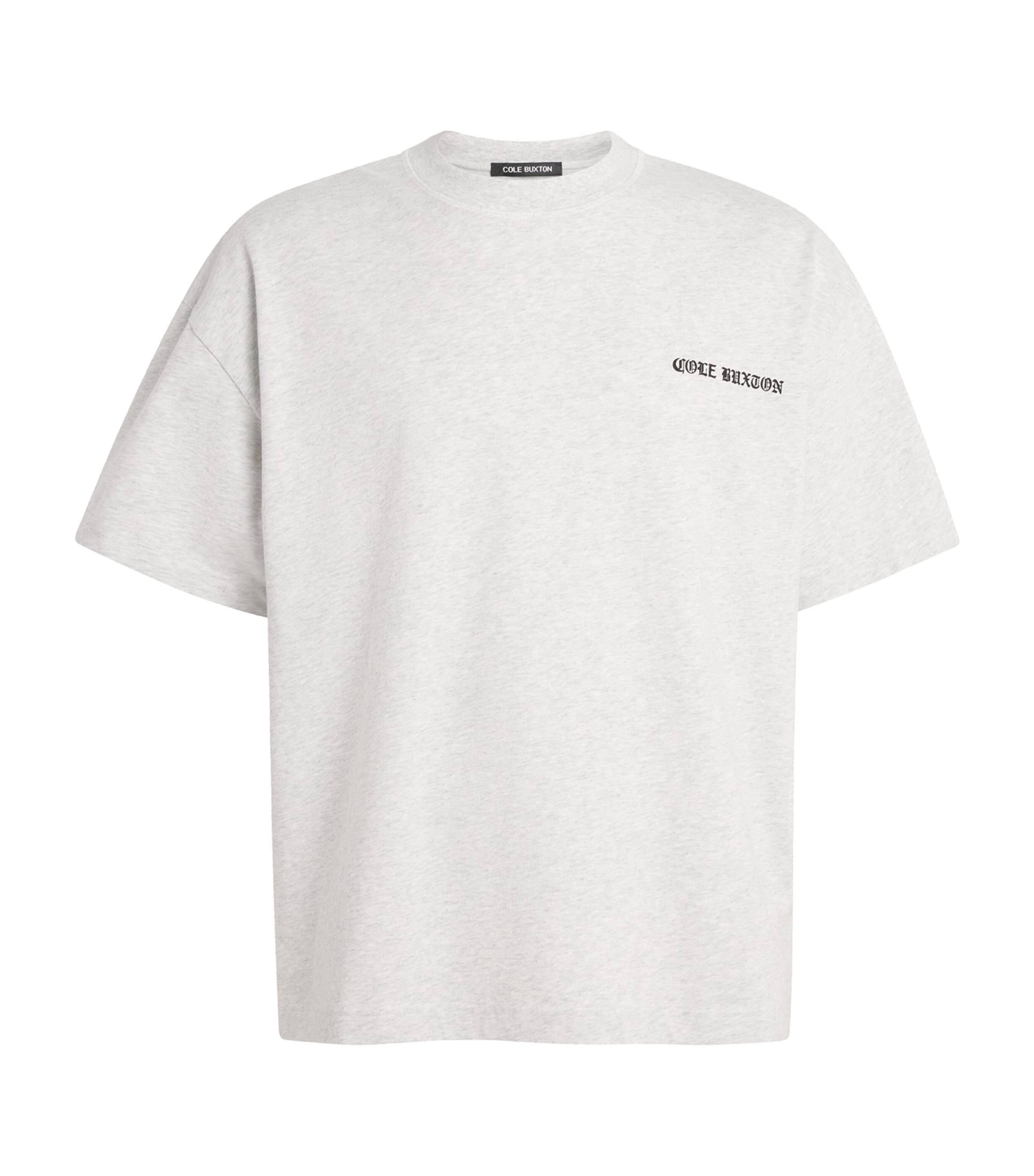 COLE BUXTON Mens Gothic Logo T-Shirt Light Grey Marl Image 1