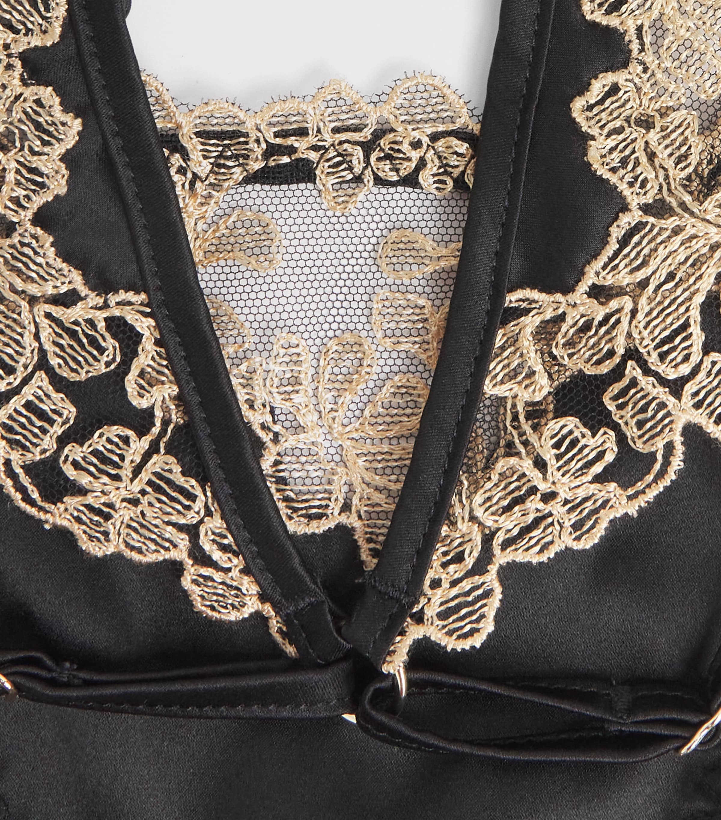 Lace-Trim Reina Playsuit BLACK & GOLD Image 2