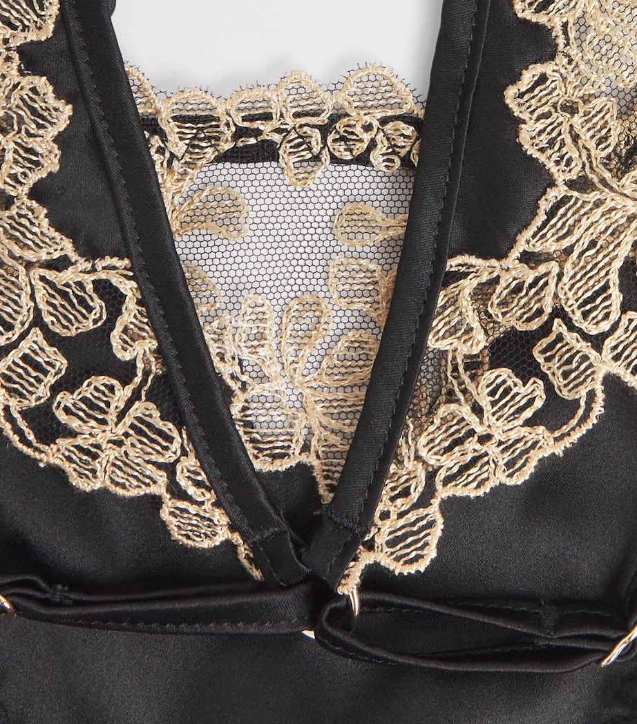 Lace-Trim Reina Playsuit BLACK & GOLD Image 2