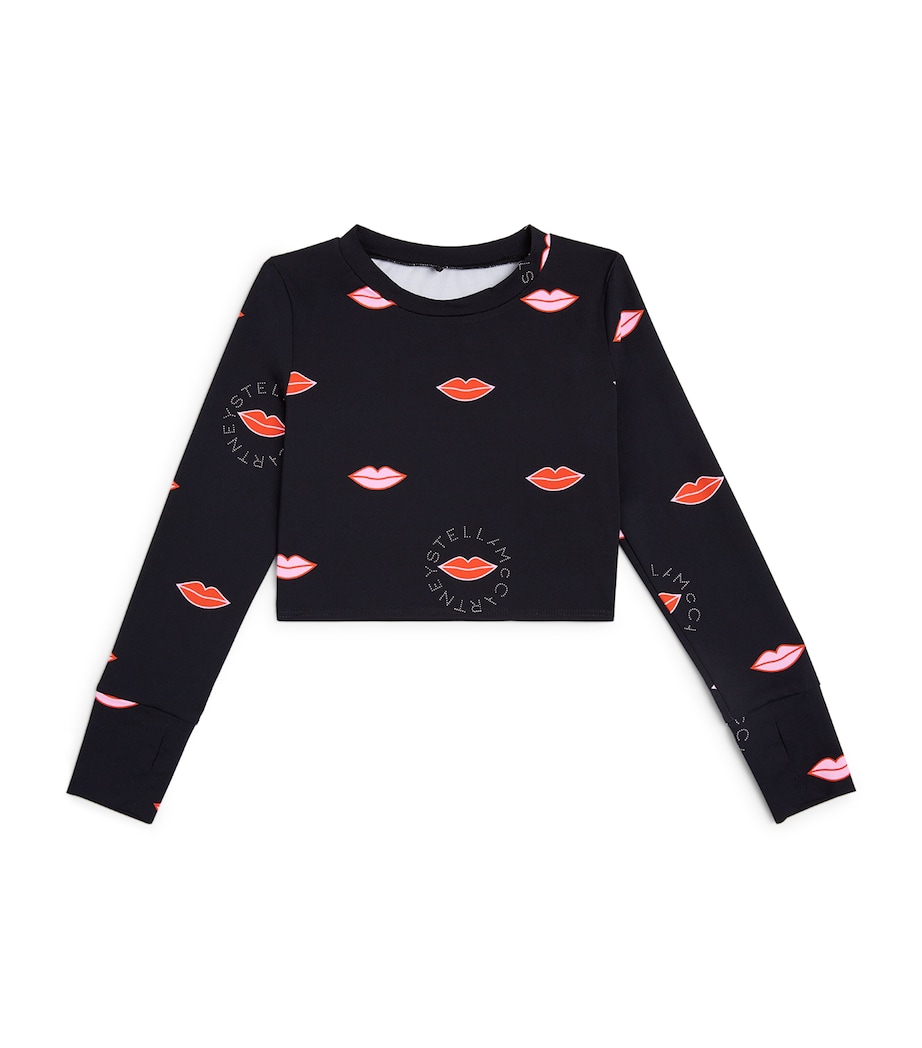 Lip Print Crop Top (4-14+ Years) 930MCBLACK/COLOURFUL Image 1