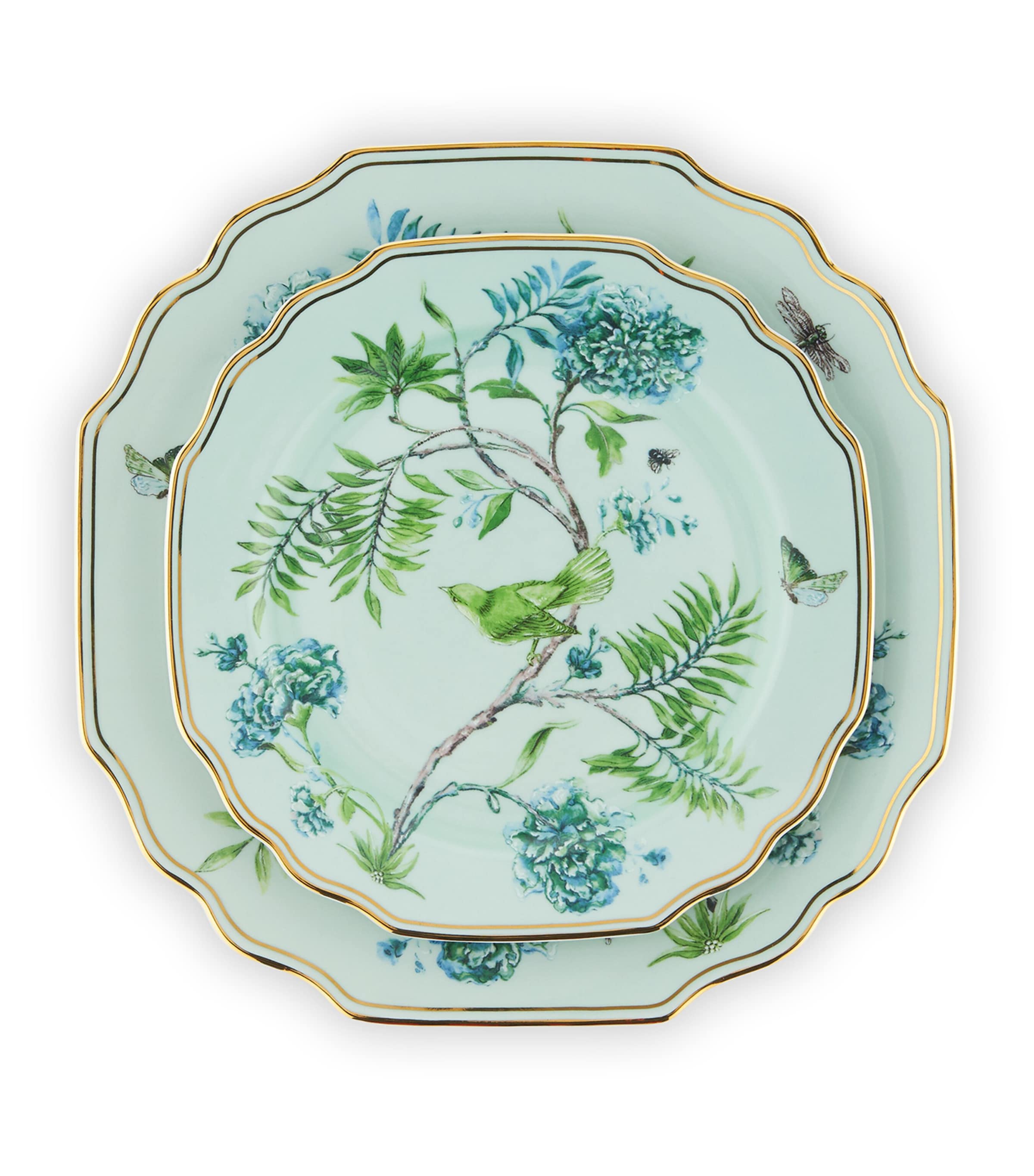 Set of 2 Secret Garden Dessert Plates (22cm) KELLY GREEN Image 2