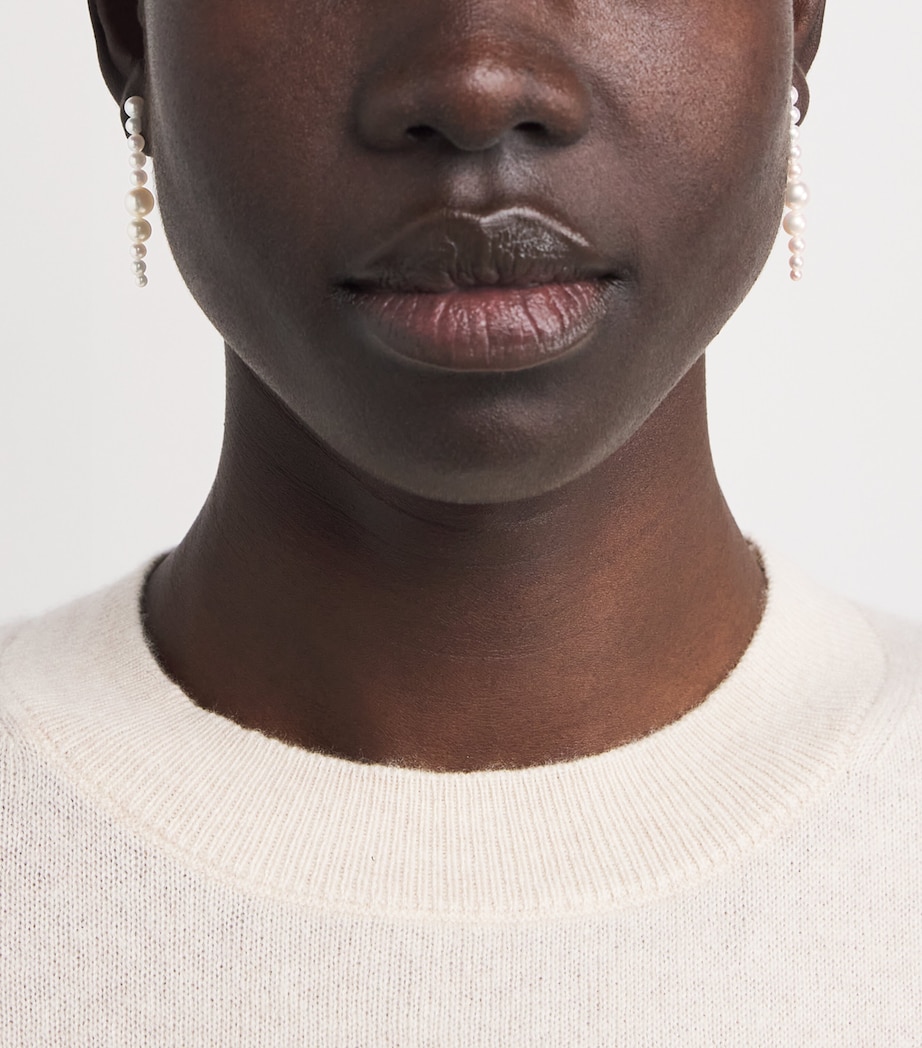 Yellow Gold and Pearl Sienna Moon Earrings YELLOW GOLD Image 5