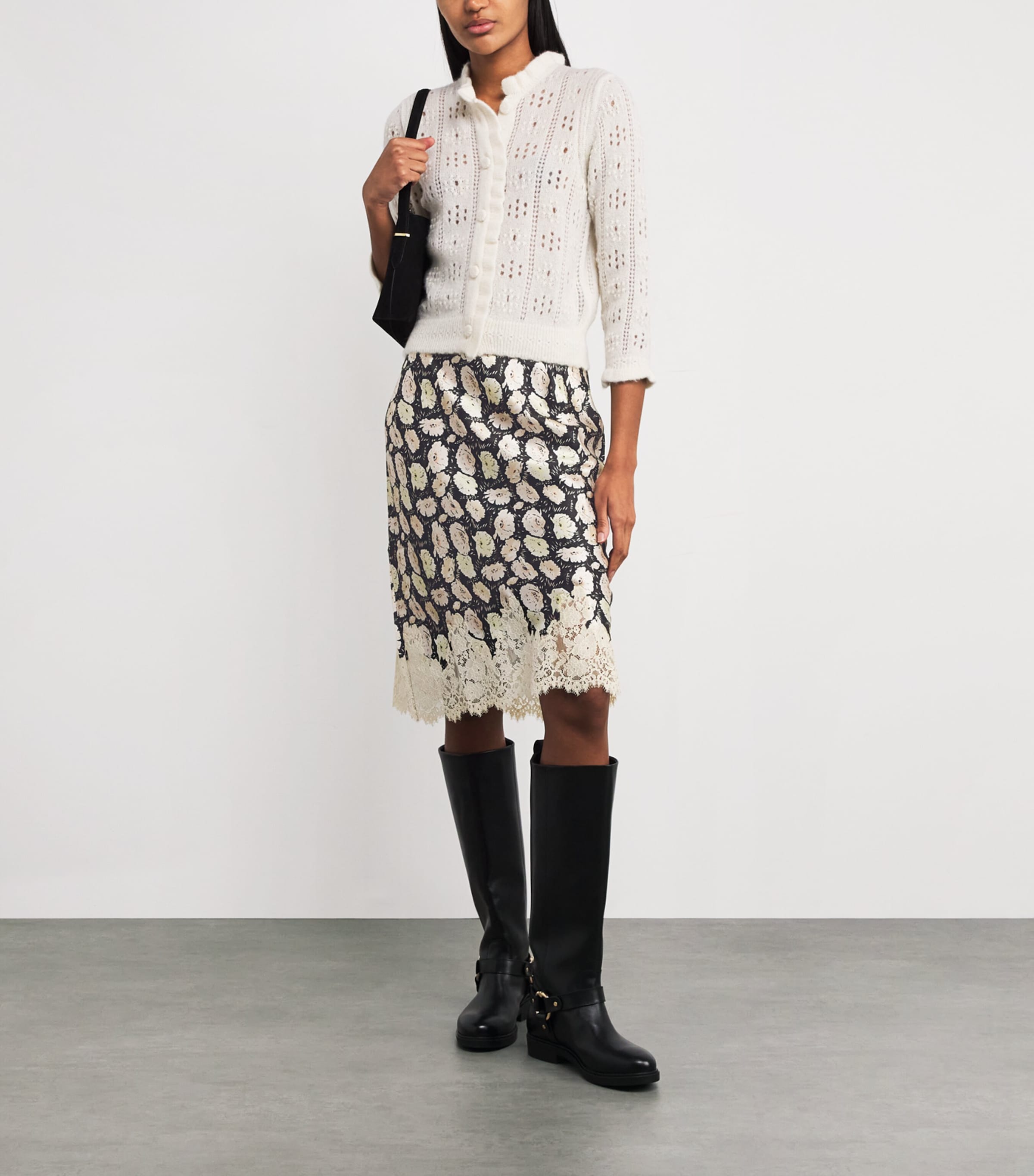 Silk Elowette Midi Skirt NOIR FLEURS D'ANMNE Image 2