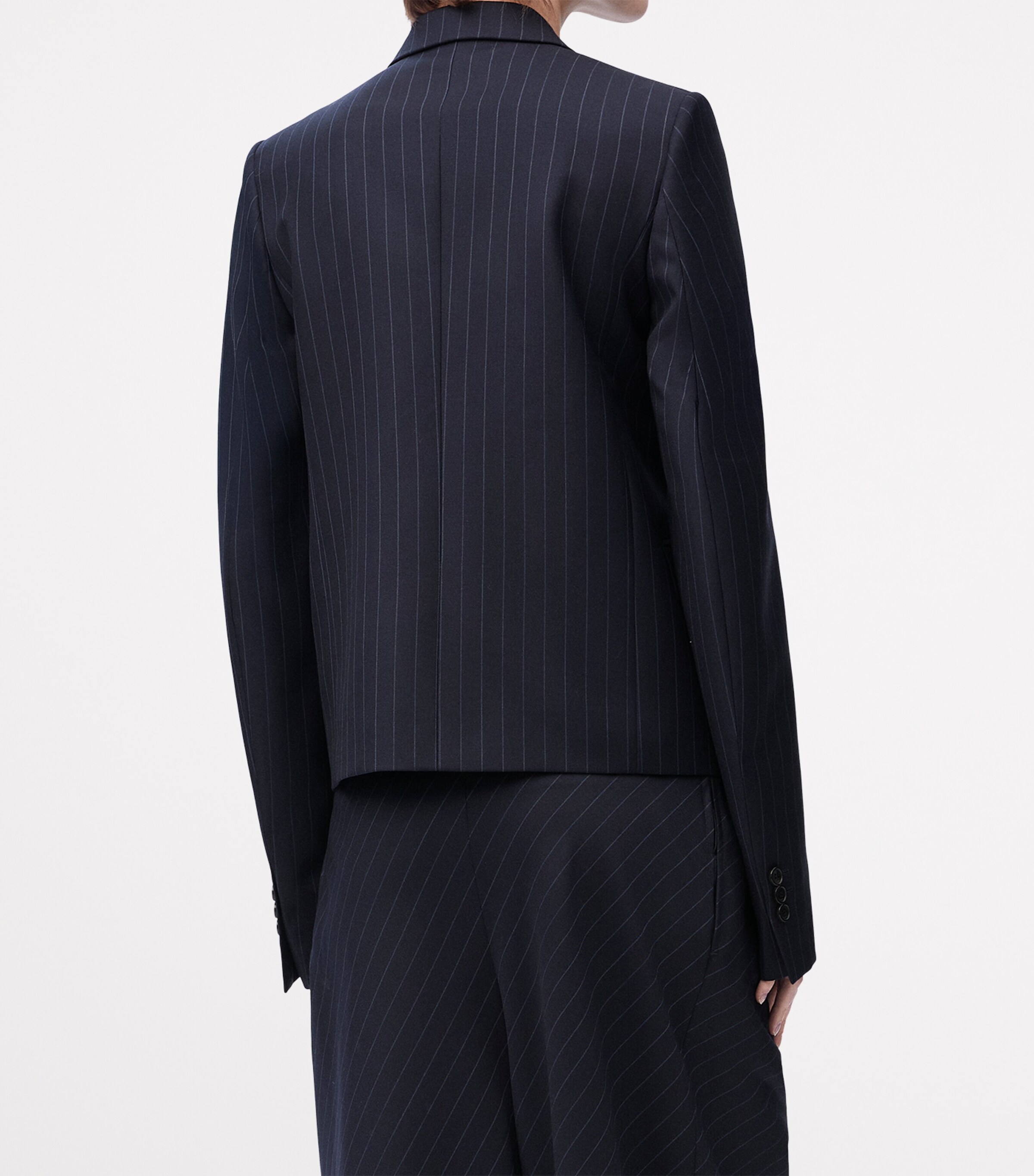 Pinstripe Exaggerated-Sleeve Blazer NAVY/GREY Image 4