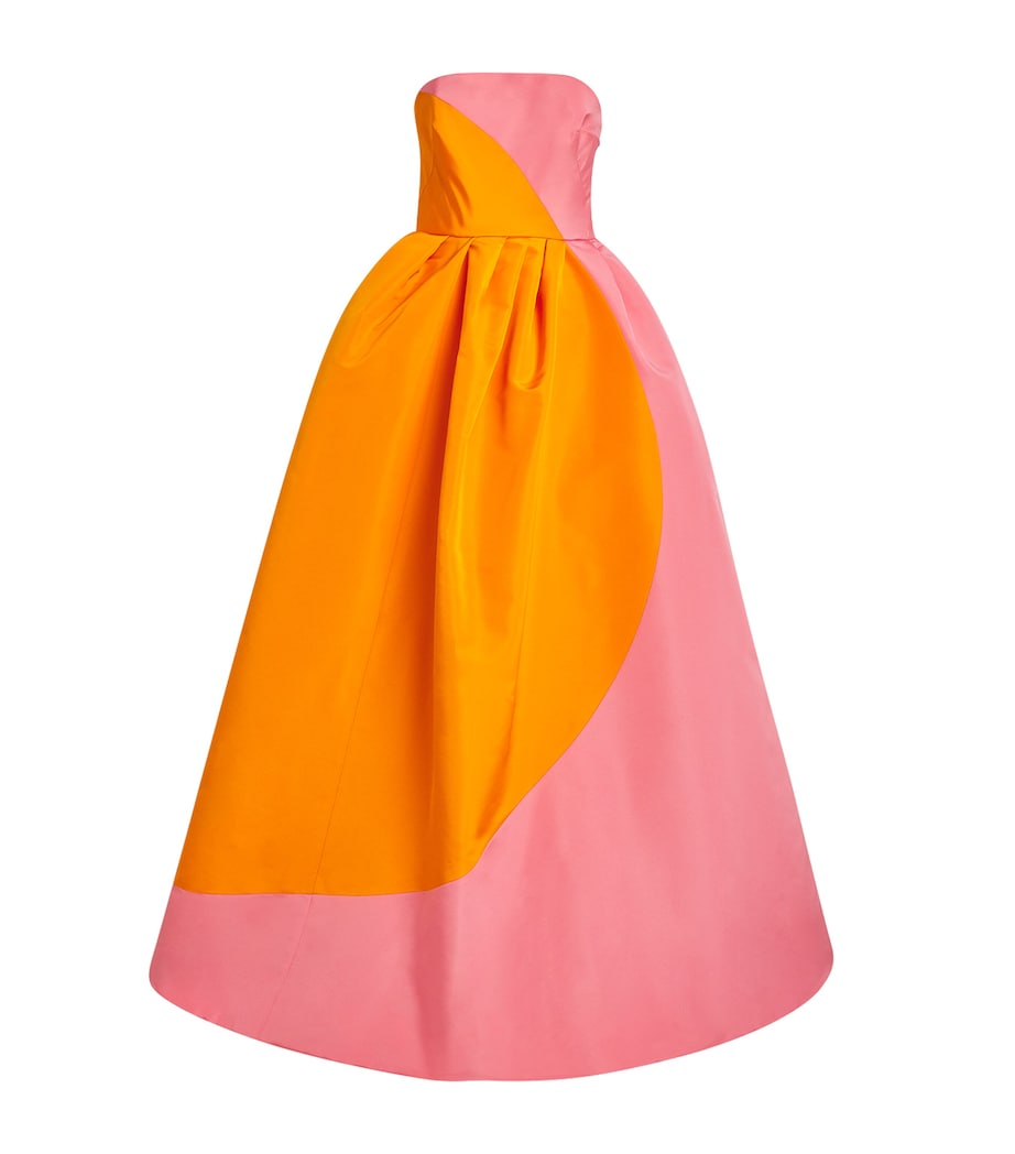 Carolina Herrera Womens Silk Colour-Block Strapless Gown Sunset Multi Image 1