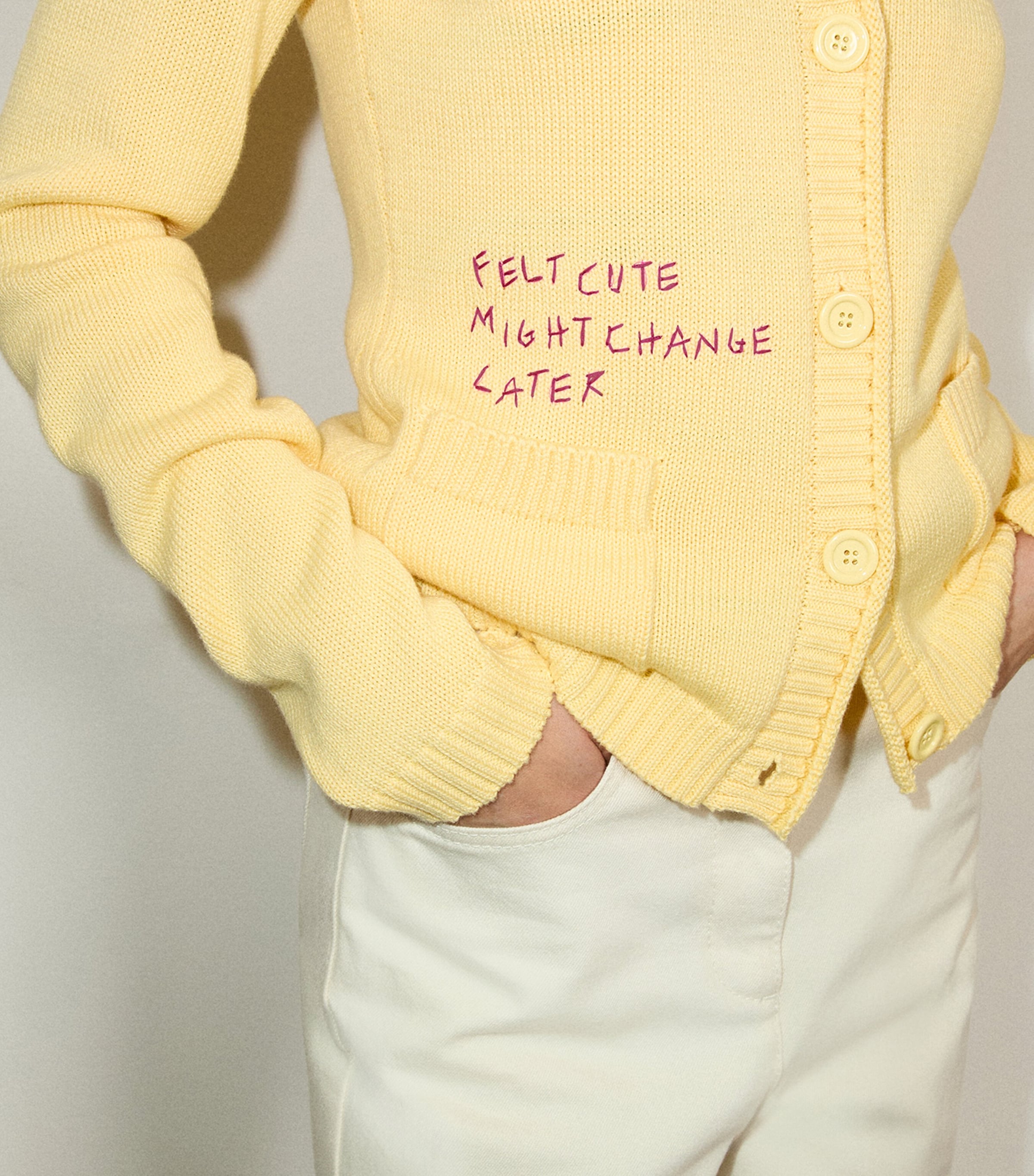 MAX&Co. Womens Embroidered Cardigan Yellow Image 4