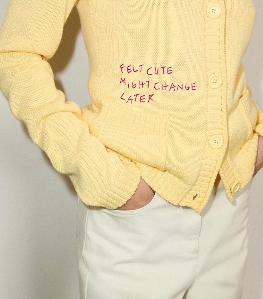 MAX&Co. Womens Embroidered Cardigan Yellow Image 4
