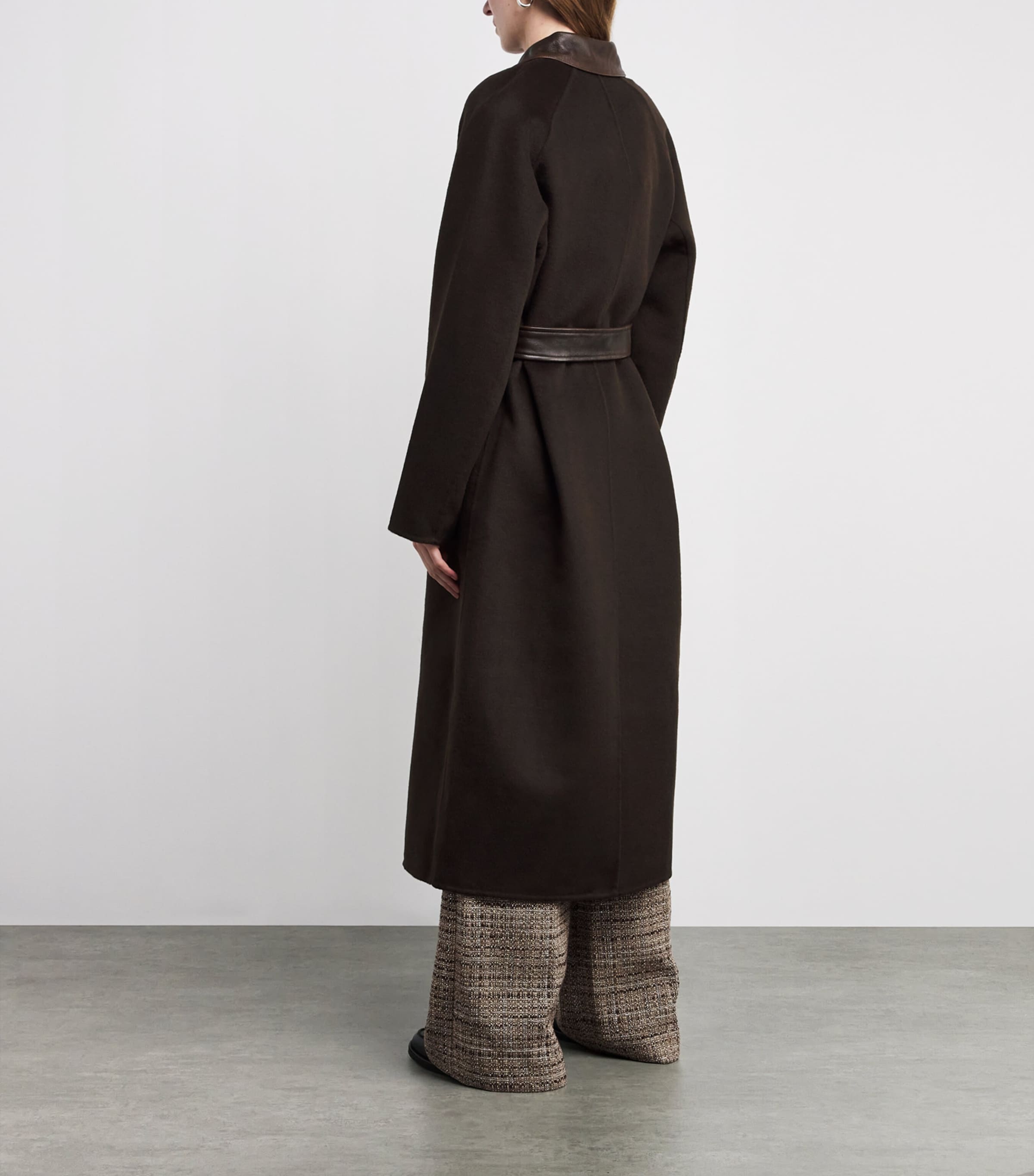 Wool Leather-Collar Coat BROWN Image 4