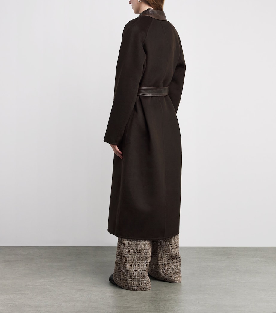 Wool Leather-Collar Coat BROWN Image 4