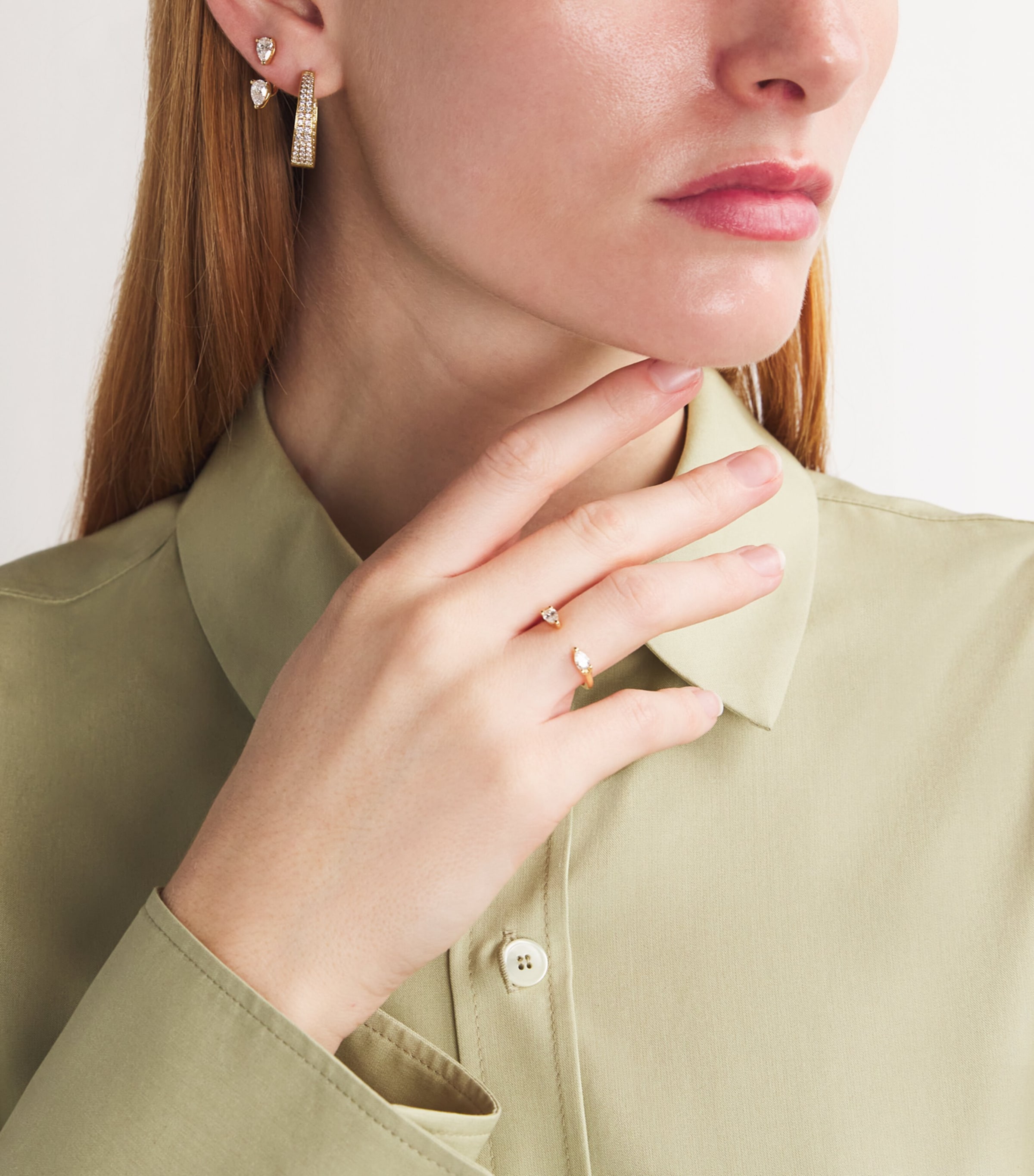 Yellow Gold and Diamond Hoop Earrings YELLOW GOLD Image 5