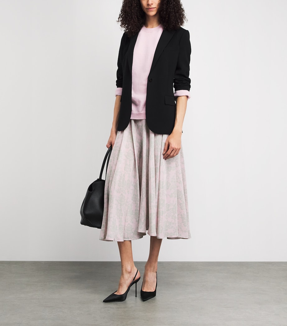 BITE Studios Womens Silk Floral Miren Midi Skirt Rose Pink Image 2