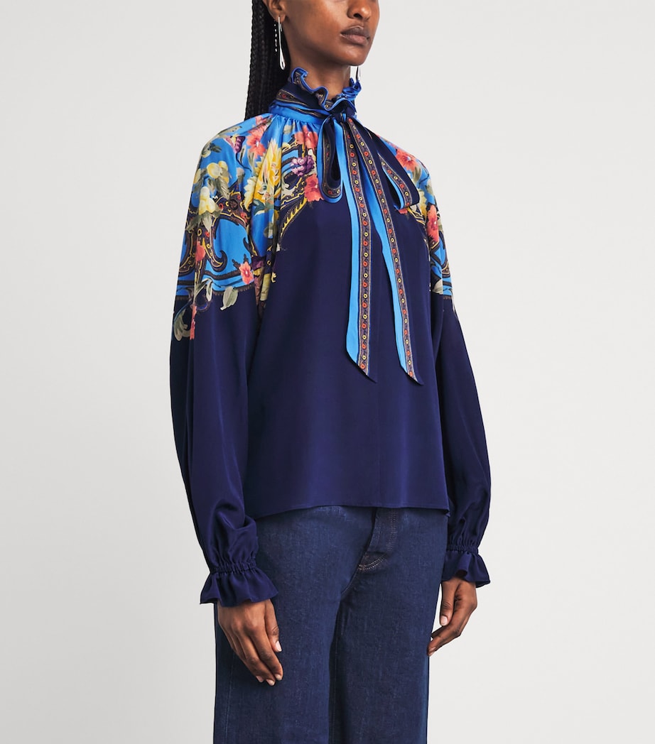 Etro Womens Silk Floral Blouse Print/blue Bs Image 4