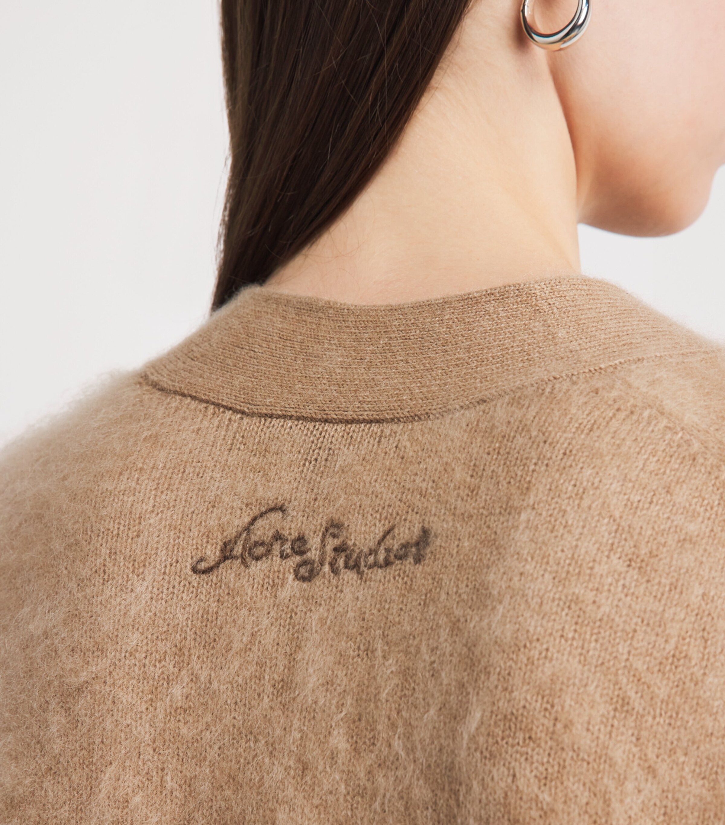 Acne Studios Womens Cashmere Relaxed Cardigan Adv Light Brown Image 3