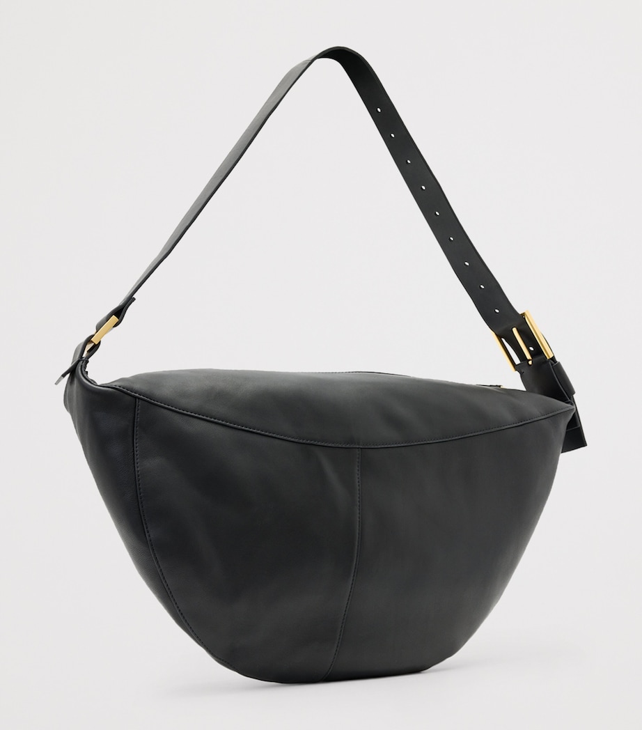 Leather Luna Shoulder Bag BLACK Image 5