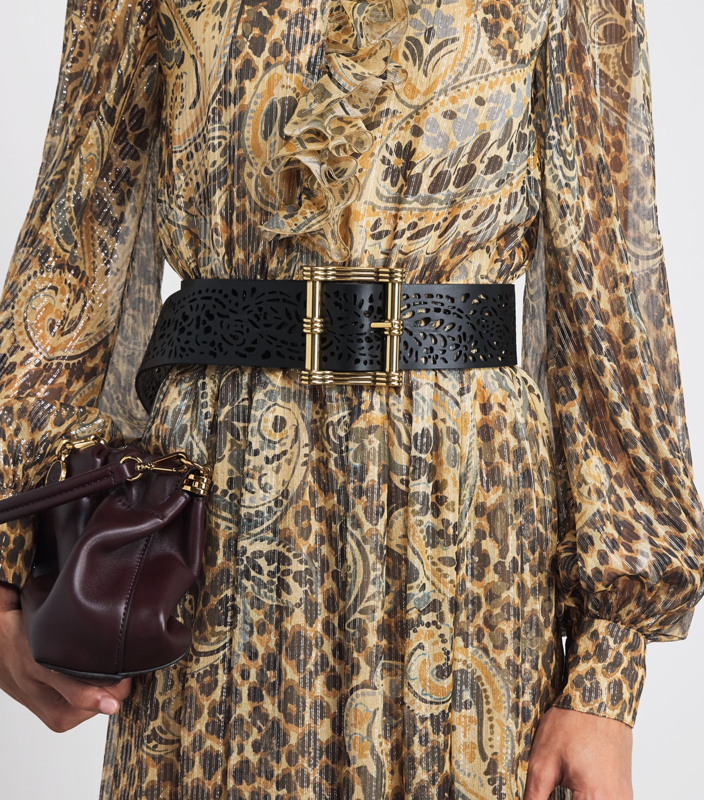 Etro Womens Silk-Blend Leopard Midi Dress Beige Image 3