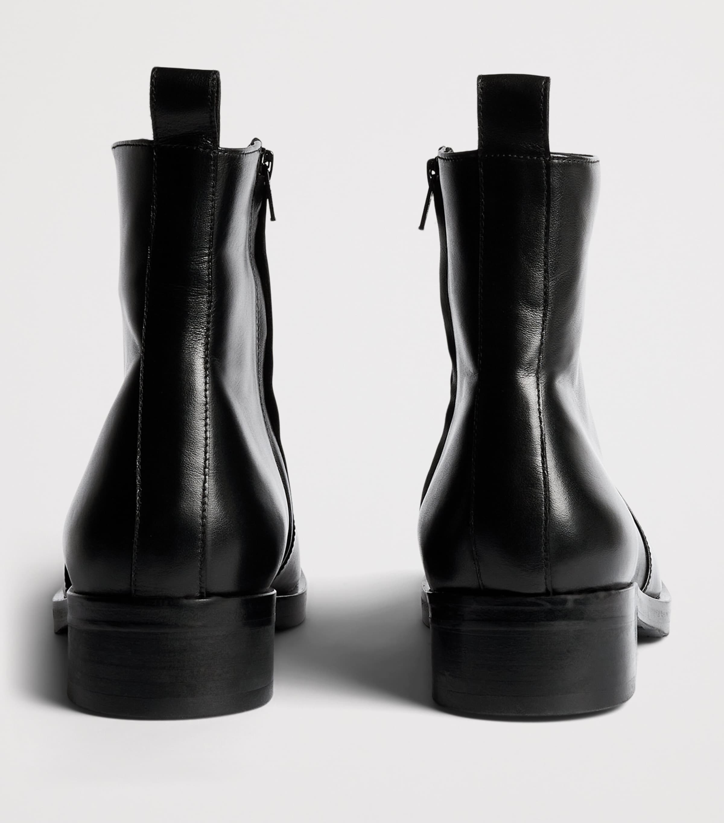 Leather Square-Toe Boots BLACK Image 5